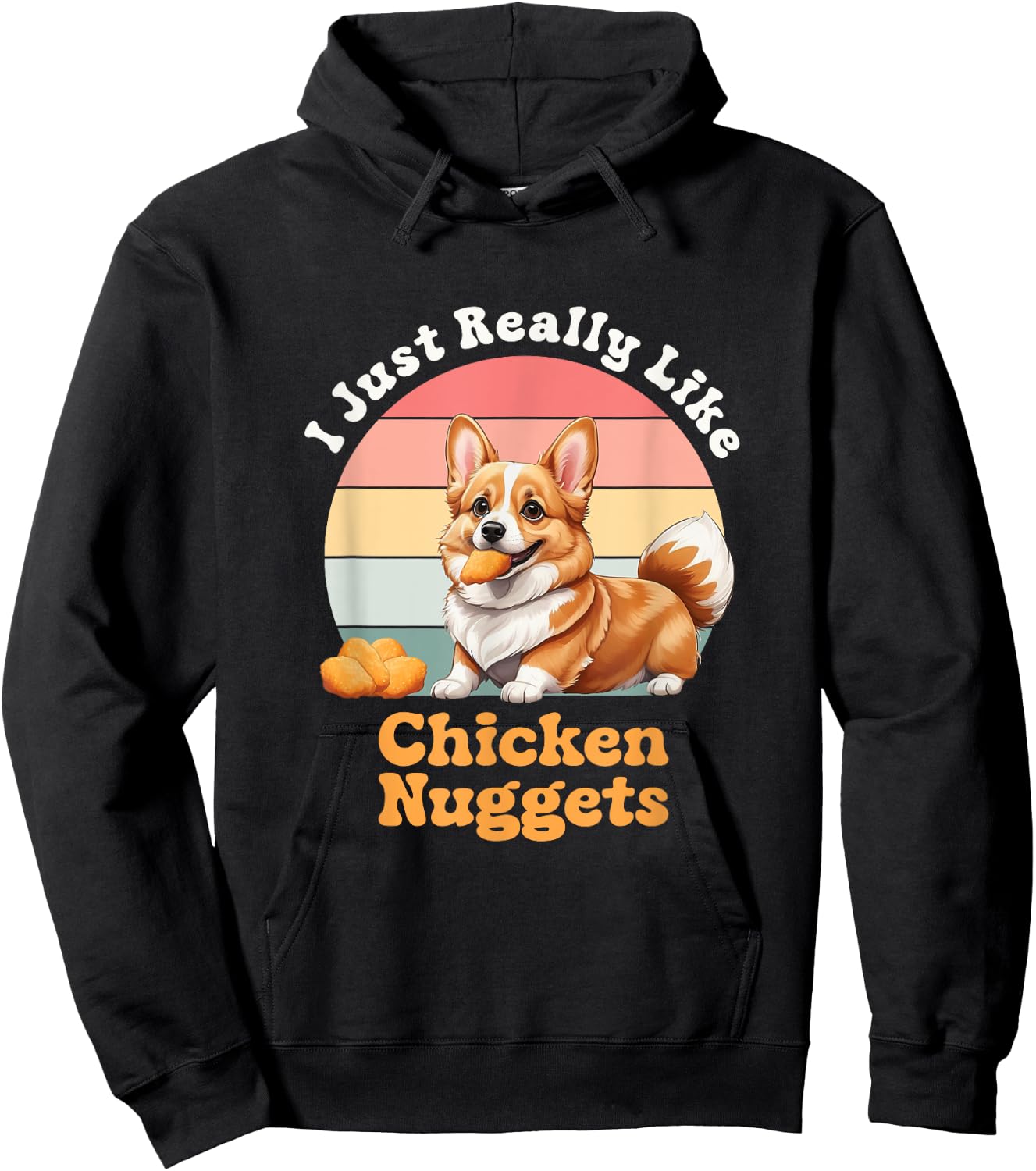 Chicken Nuggets I Just Really Like Chicken Nuggets Corgi Dog Women Girls Kids Hoodie - Hoodie | Black