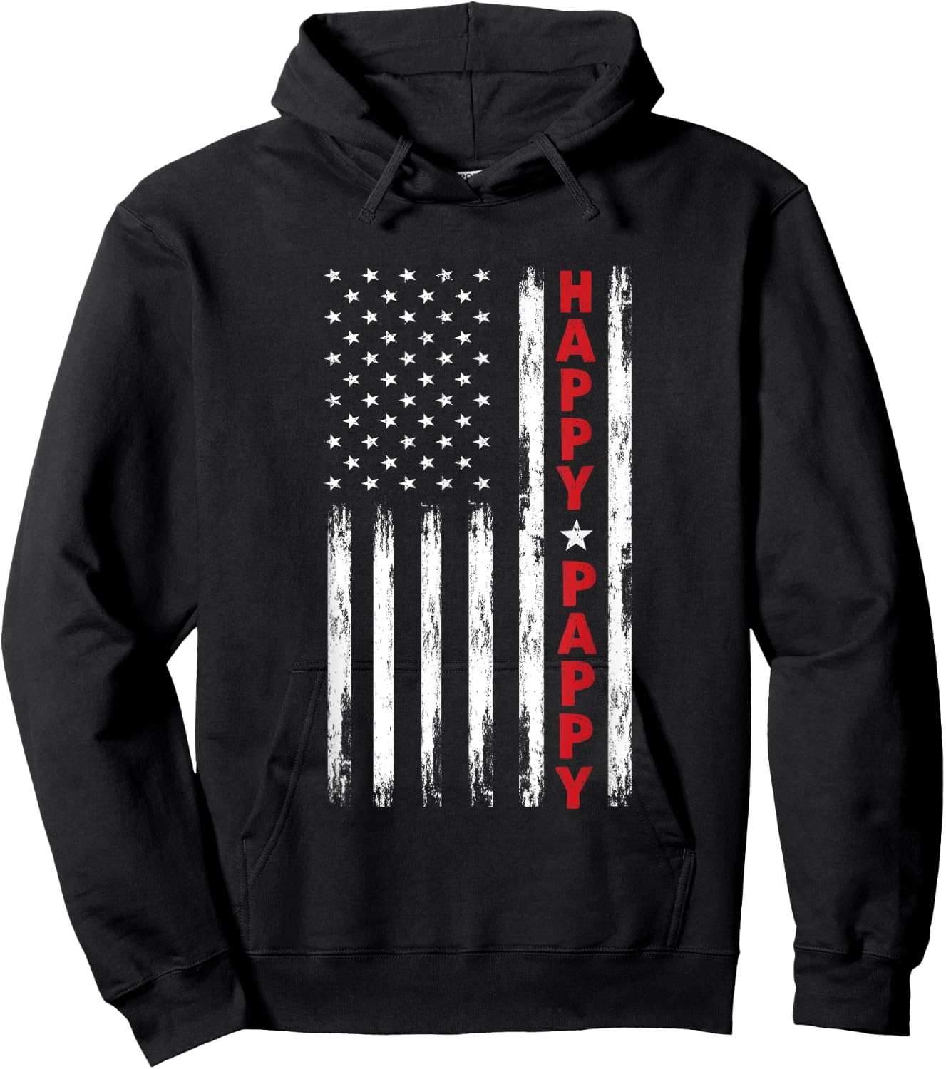 Happy Pappy shirt pappy gift Grandpa shirt Patriotic Grandpa Women Kids Men Hoodie - Hoodie | Black