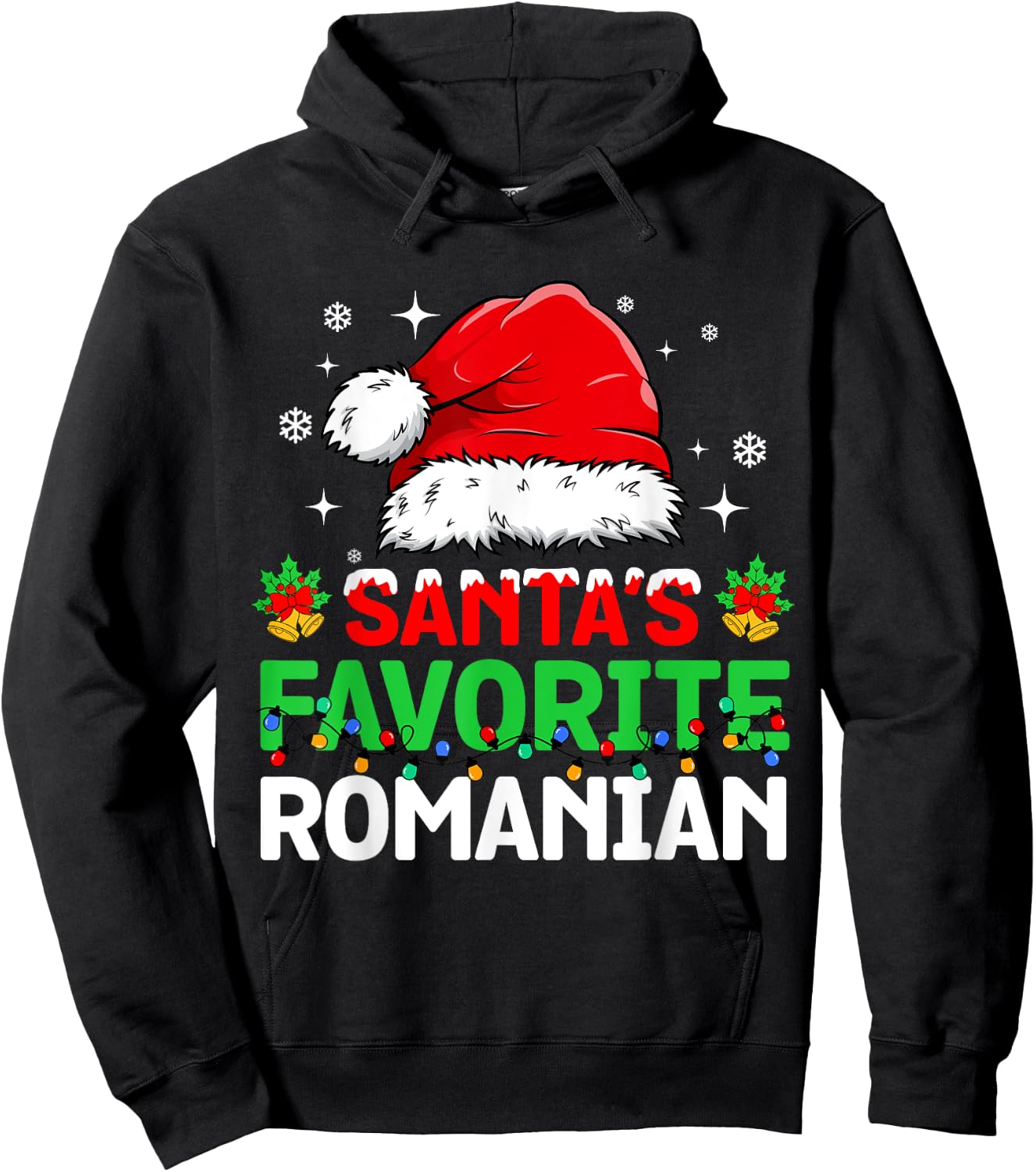 Santa's Favorite Romanian Christmas Family Matching Hoodie - Hoodie | Black