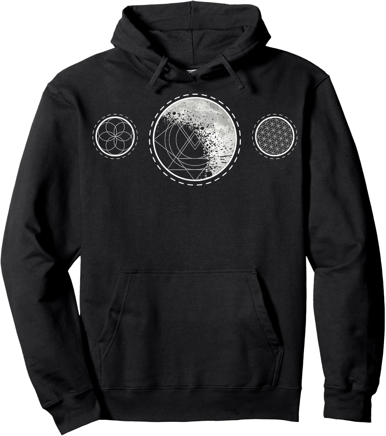 Sacred Geometry Moon for a Spiritual Zen Gothic Mandala Hoodie - Hoodie | Black