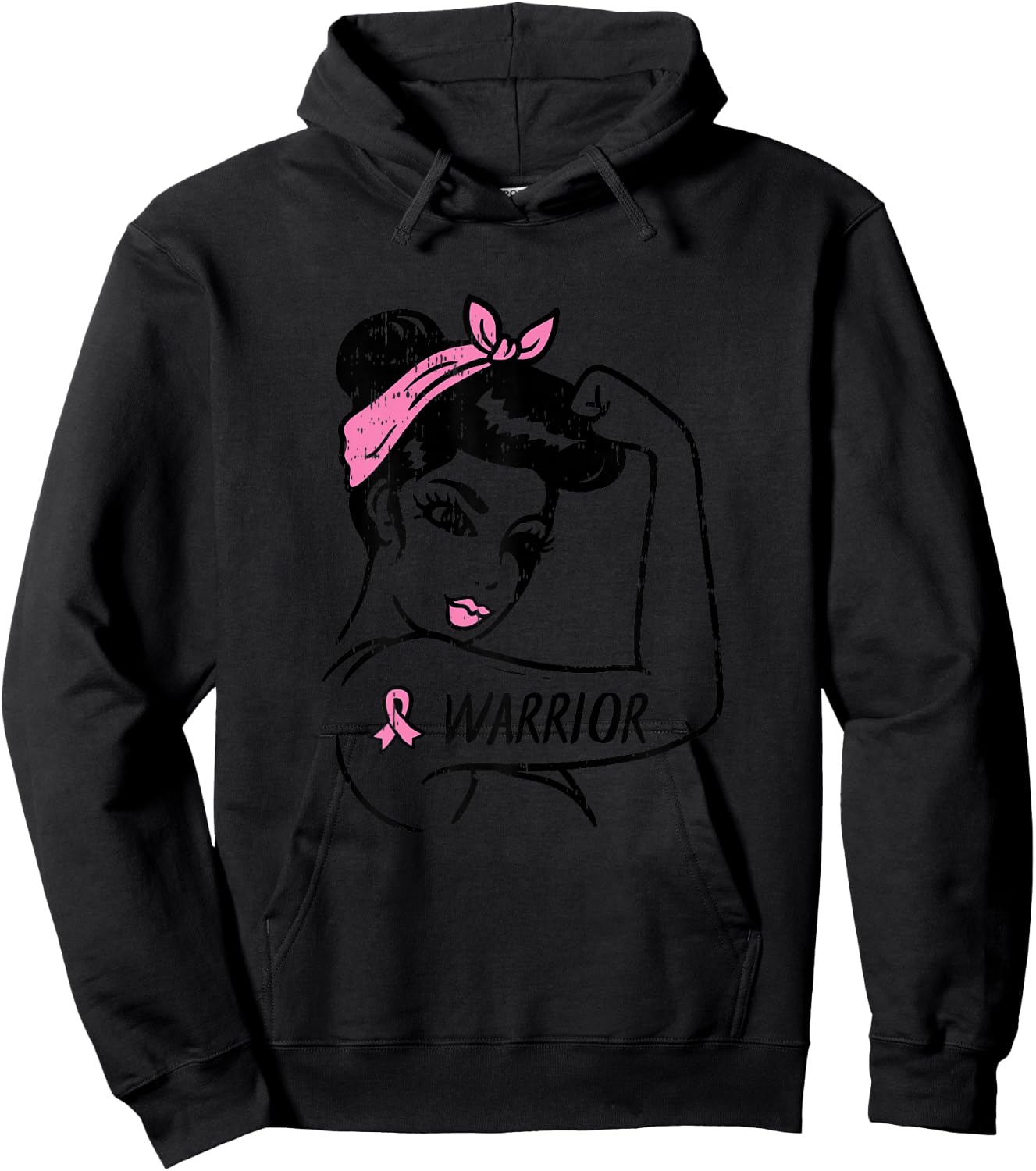 Fighting Breast Cancer Warrior Rosie Riveter Pink Women Hoodie - Hoodie | Black
