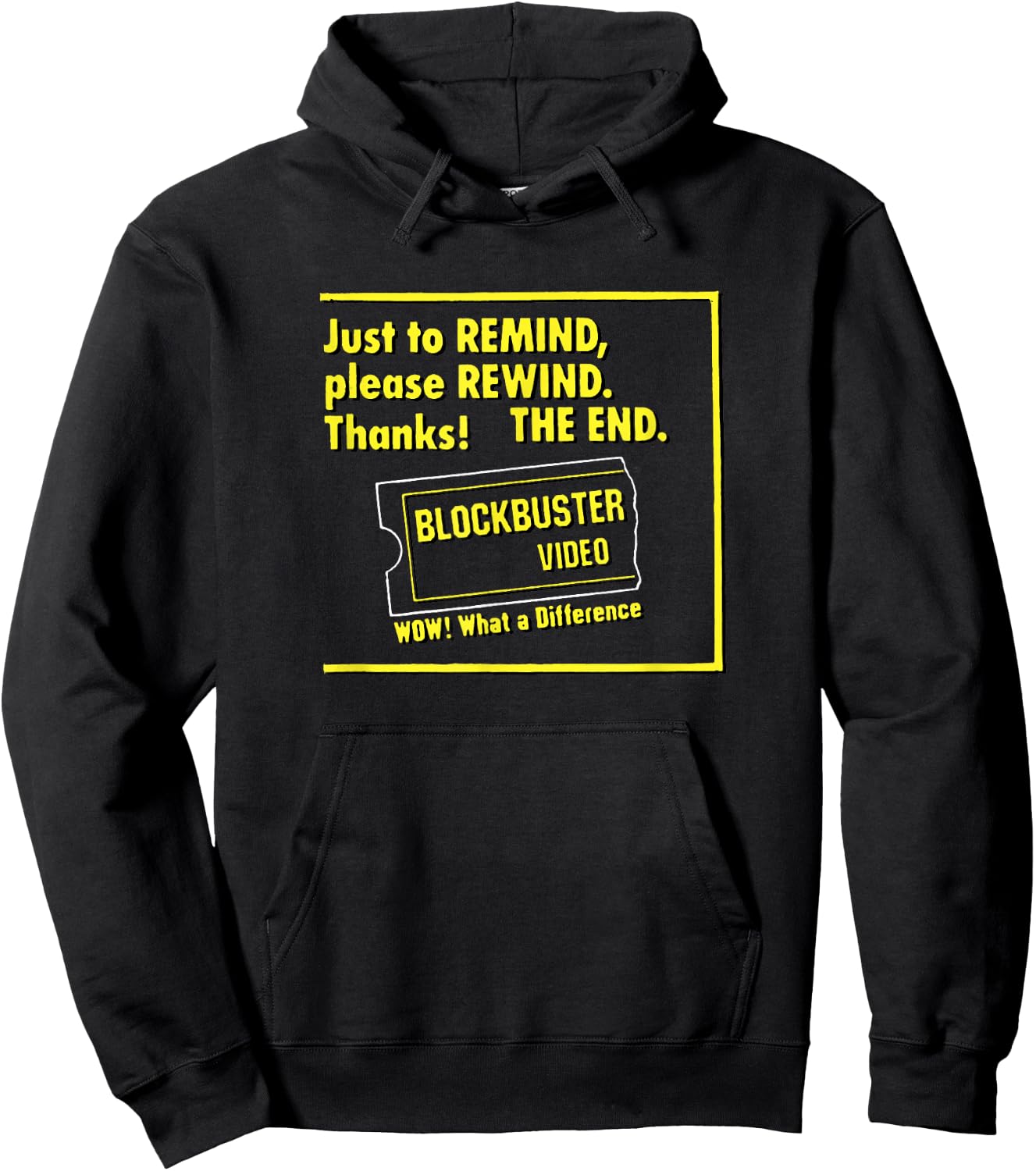 Blockbuster Please Rewind The End with Logo Vintage Hoodie - Hoodie | Black