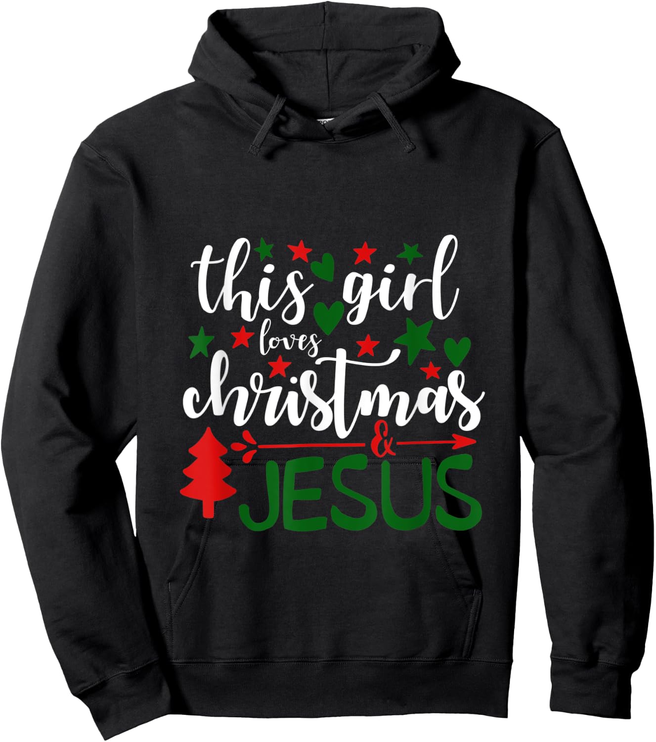 This Girls Loves Christmas and Jesus - Christian Hoodie - Hoodie | Black