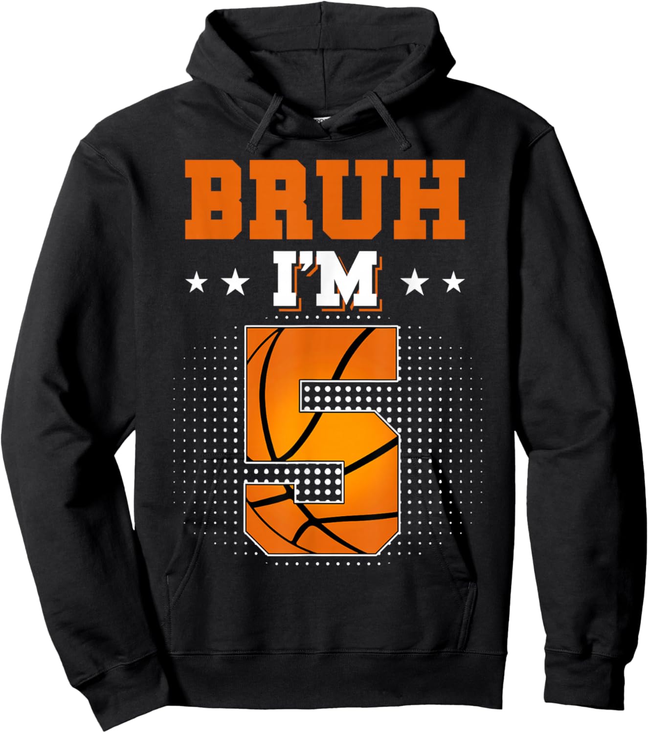Retro Bruh I'm 5 Basketball 5th Bday Party 5 Years Old Hoodie - Hoodie | Black