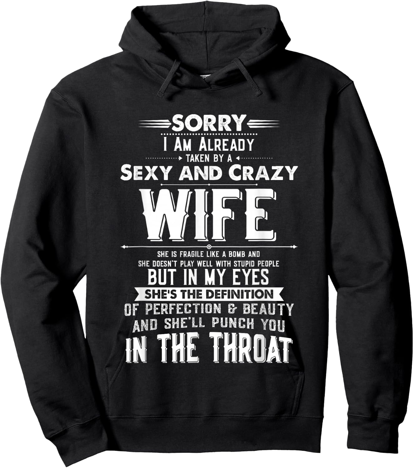 Taken by a Sexy and Crazy Wife Funny Husband Hoodie - Hoodie | Black