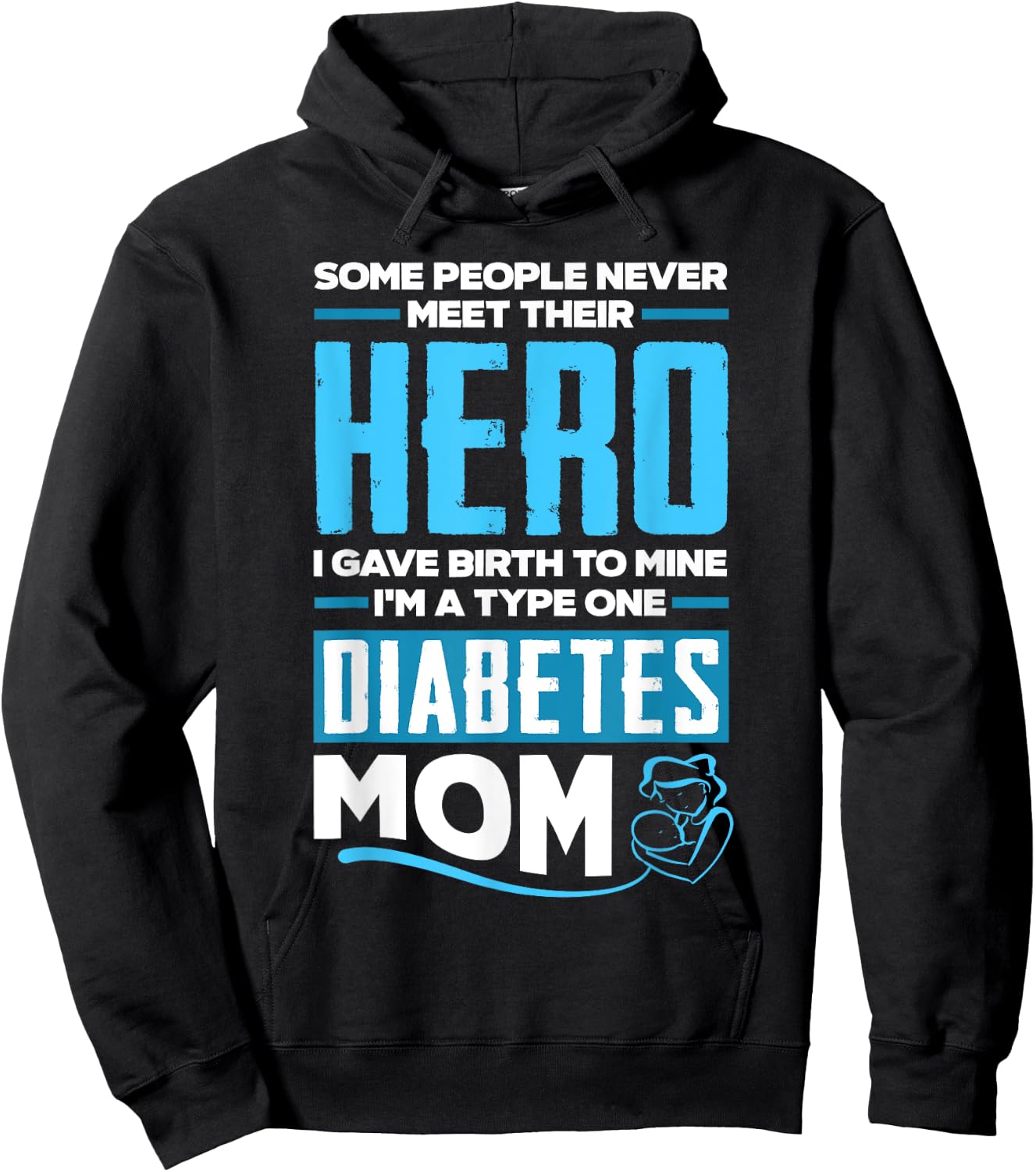 T1D Mom Diabetic Type 1 Diabetes Awareness Hoodie - Hoodie | Black