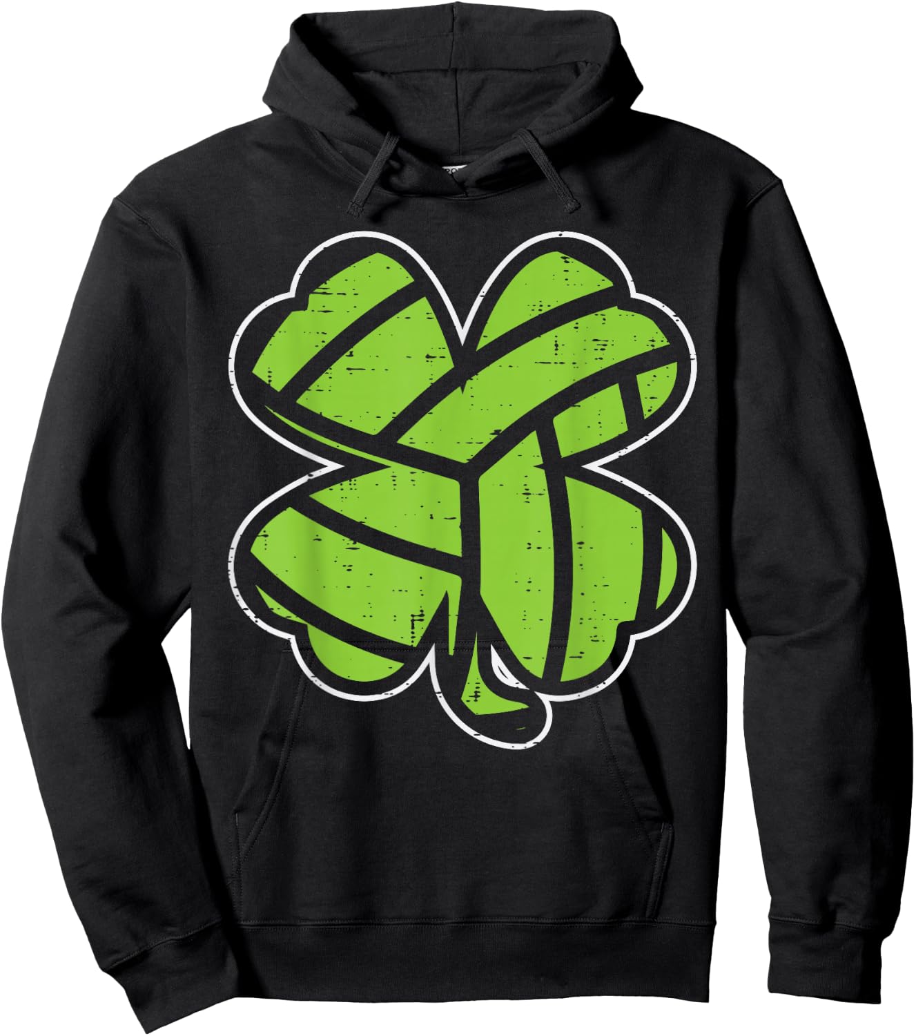 Volleyball Shamrock Clover St Patricks Day Lucky Sports Gift Hoodie - Hoodie | Black