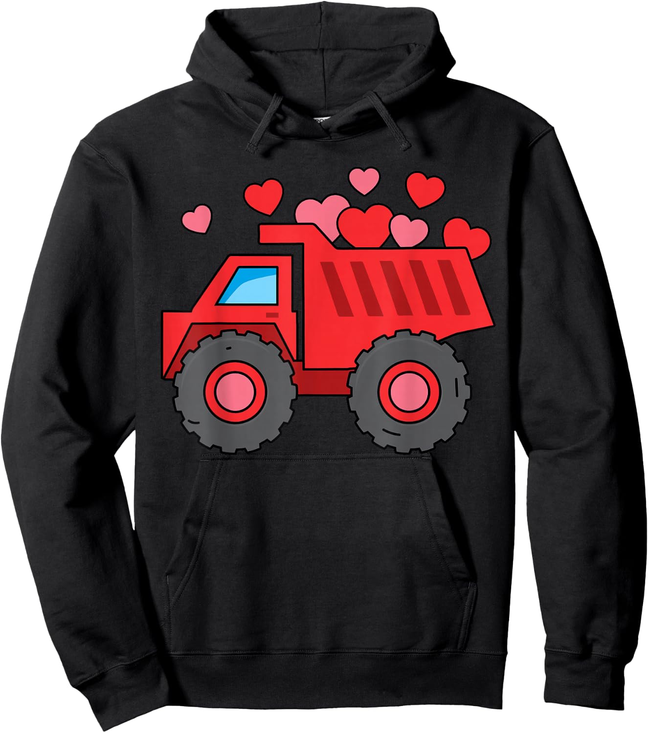 Valentines Day Construction Trucks Funny Boys Kids Toddler Hoodie - Hoodie | Black