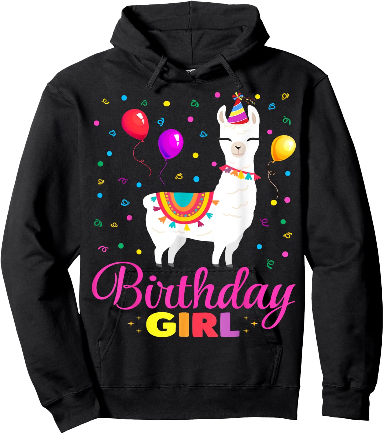 Cute Llama Shirt Party Animal Funny Gift Birthday Girl Hoodie - Hoodie | Black
