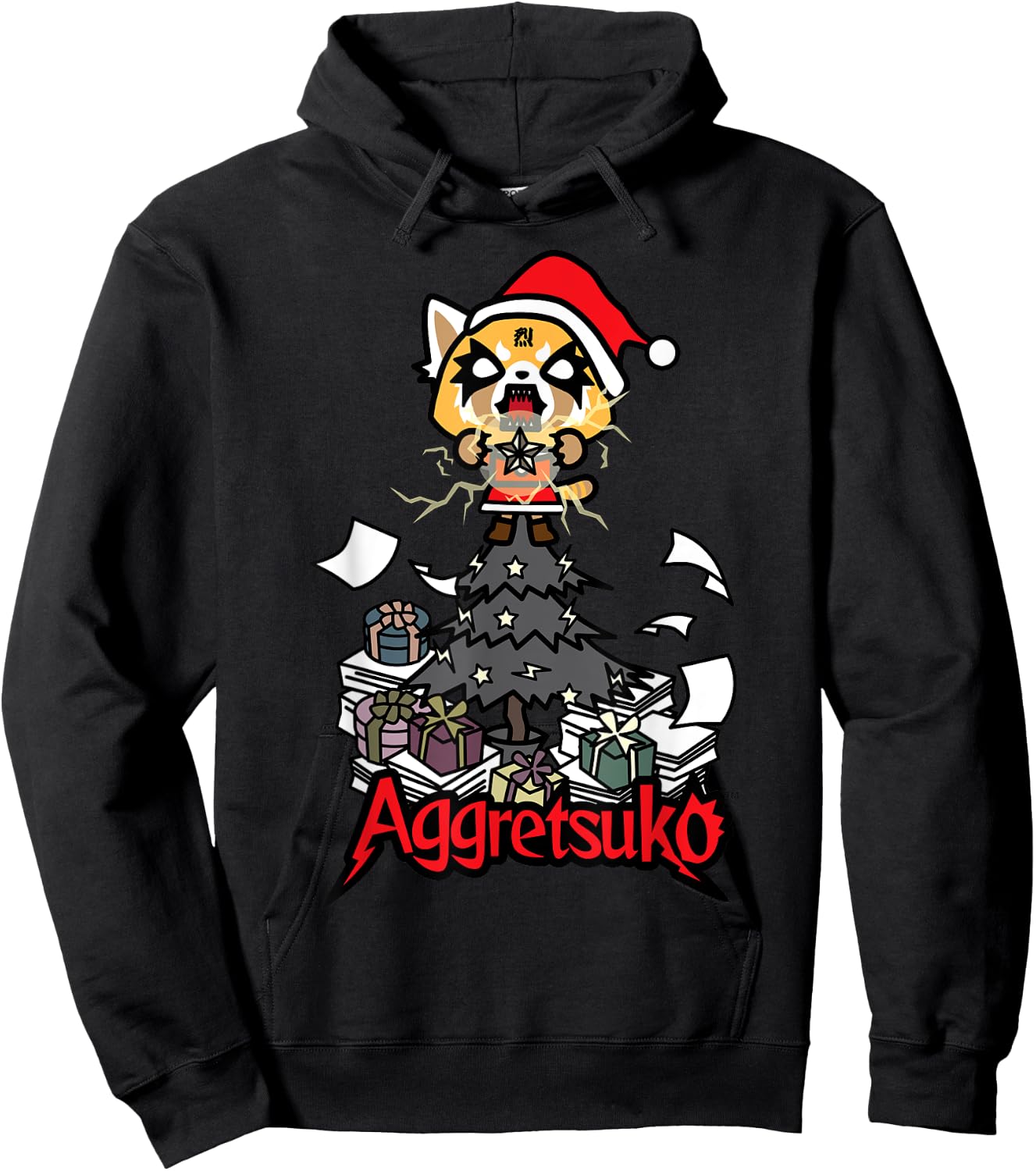 Aggretsuko Metal Christmas Tree Hoodie - Hoodie | Black