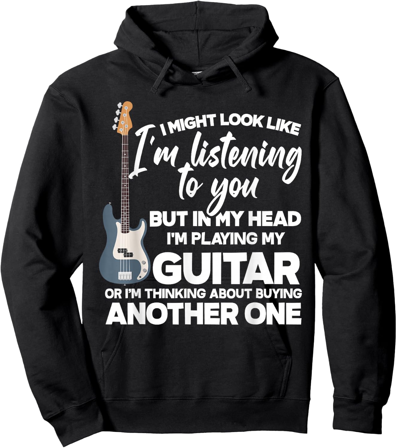 In My Head I'm Playing My Guitar Funny Guitarist Hoodie - Hoodie | Black