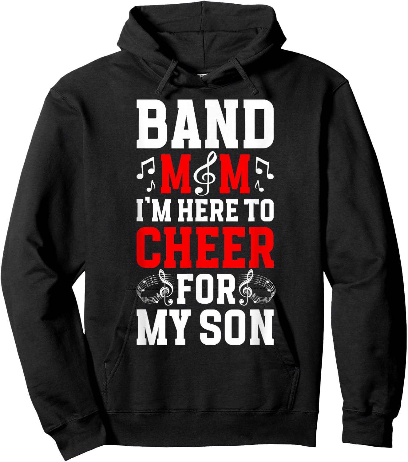 Band Mom Cheer For My Son Marching Band Mother Hoodie - Hoodie | Black