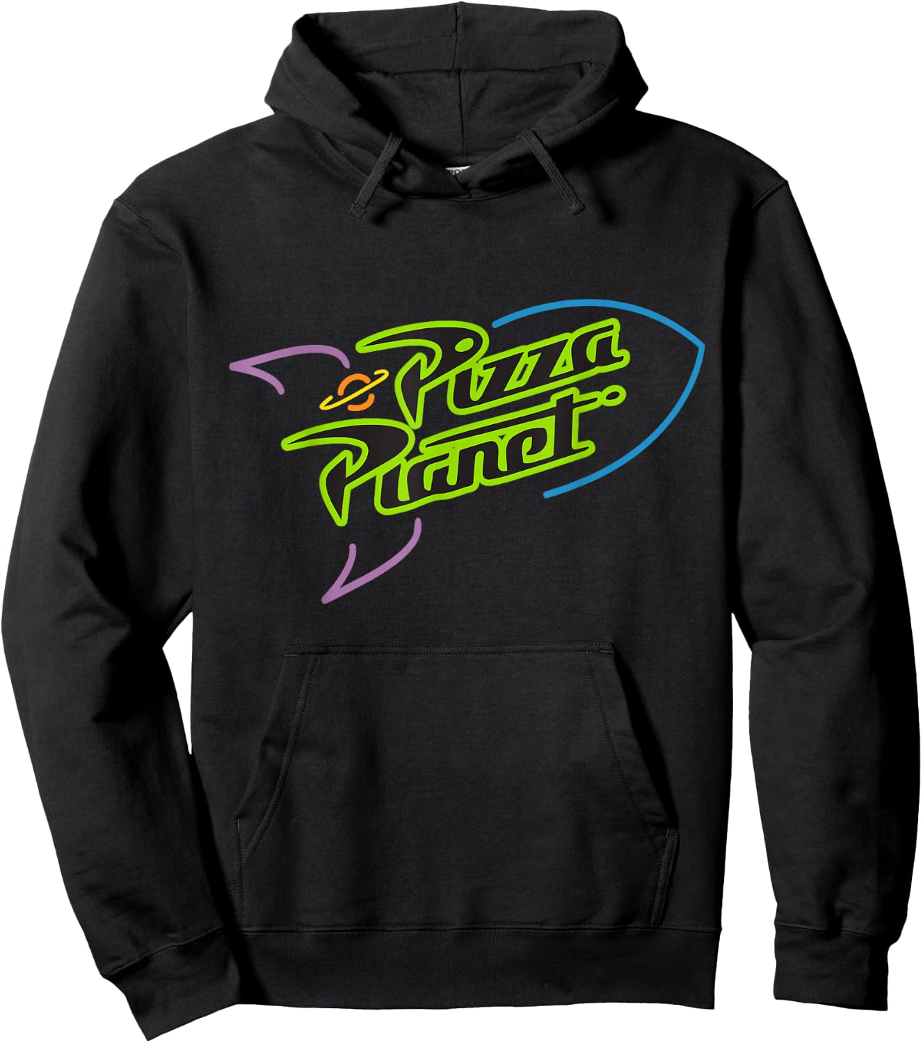 Disney Pixar Toy Story Pizza Planet Rocket Ship Neon Hoodie - Hoodie | Black