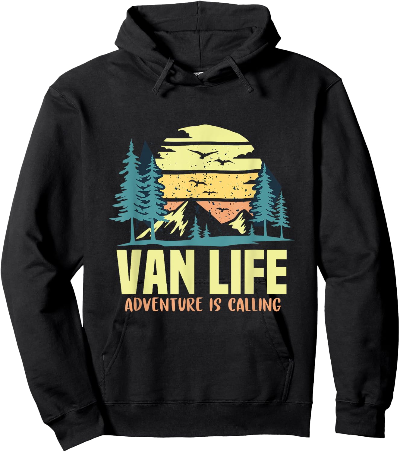 Adventure is Calling Living the Van Life Gift Campers RV Hoodie - Hoodie | Black