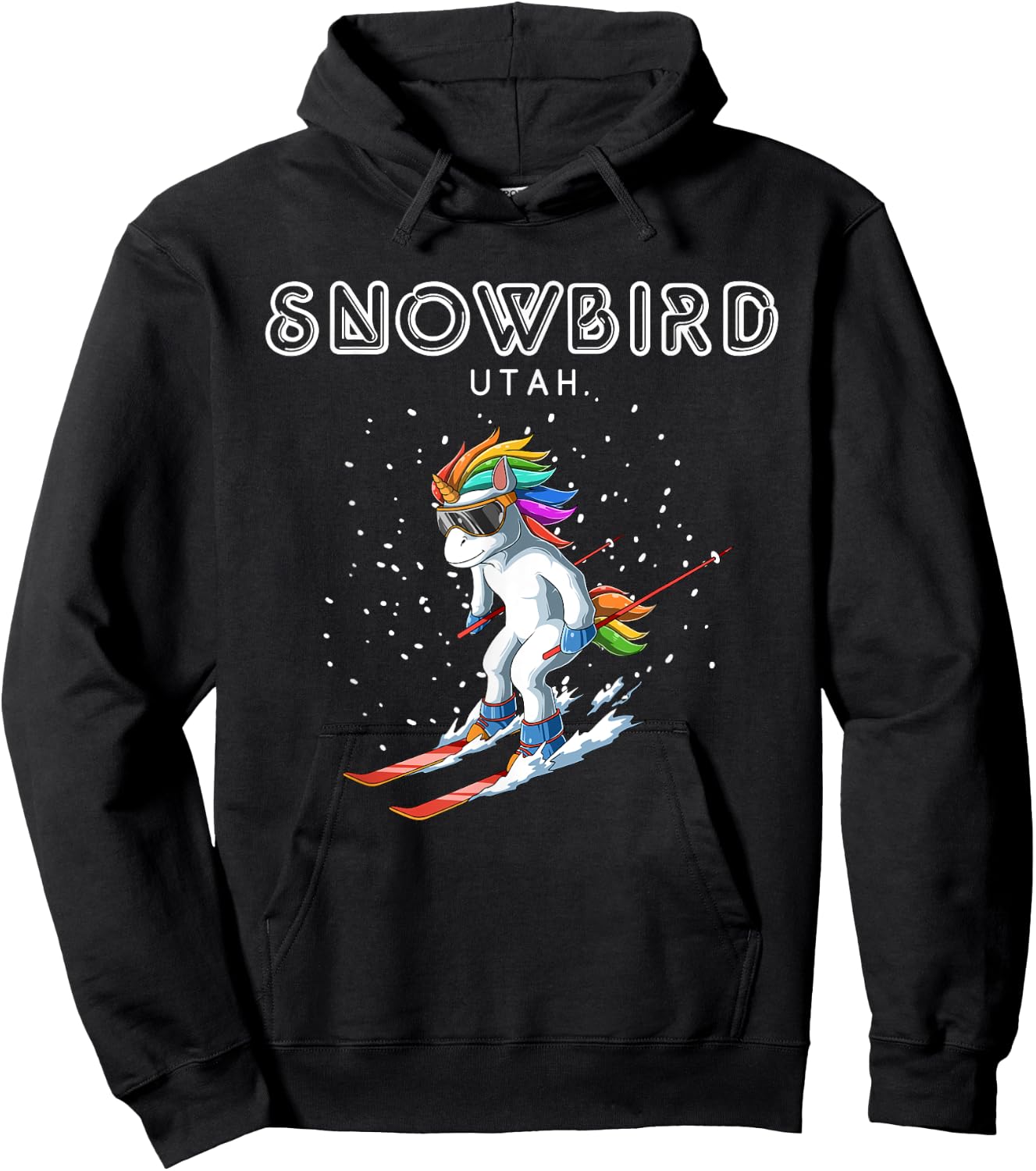 Snowbird Utah - Unicorn USA Ski Retro Gift Hoodie - Hoodie | Black