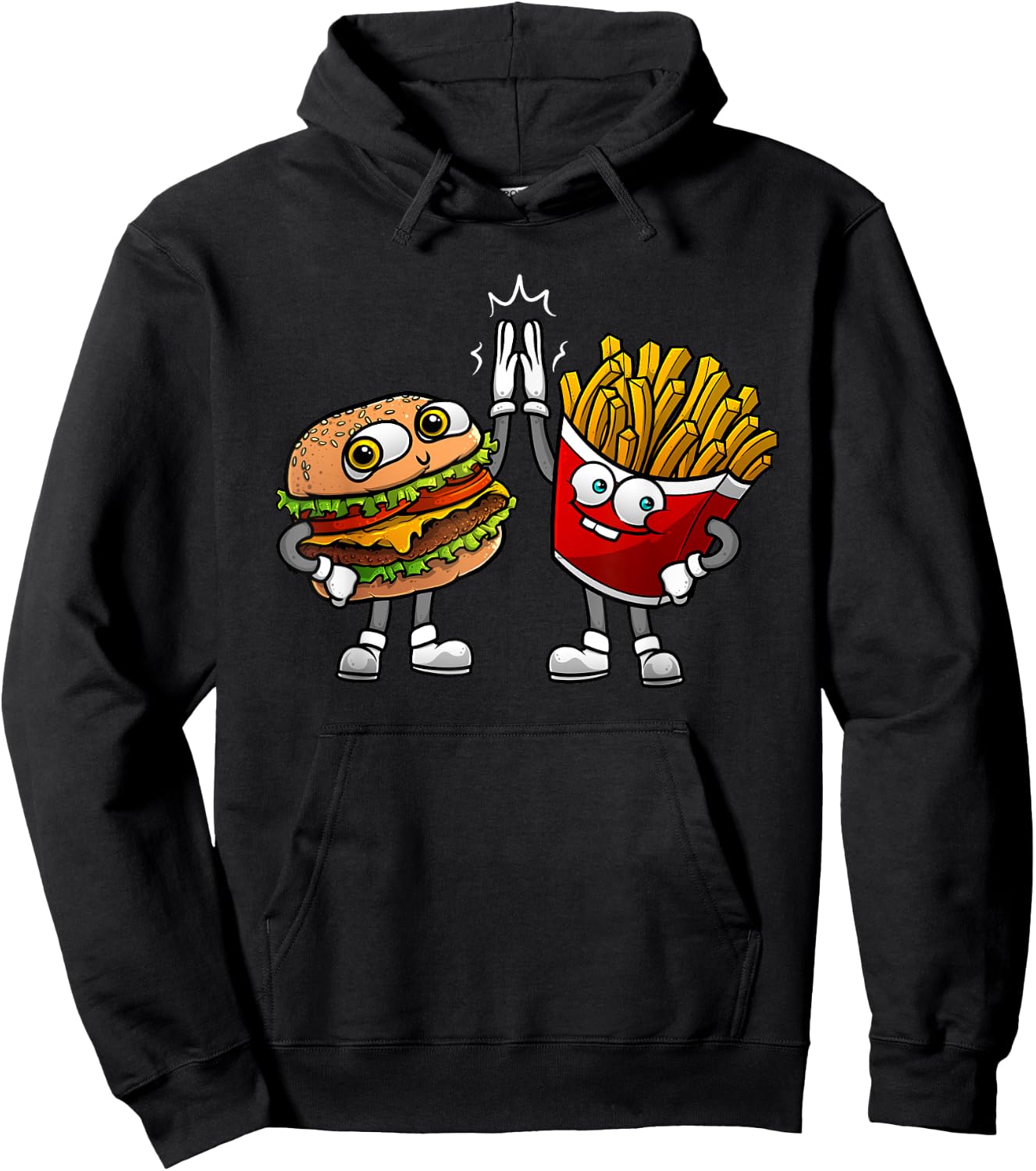 Funny Hamburger And Fries Gift Men Women Cool Fast Food Meal Hoodie - Hoodie | Black
