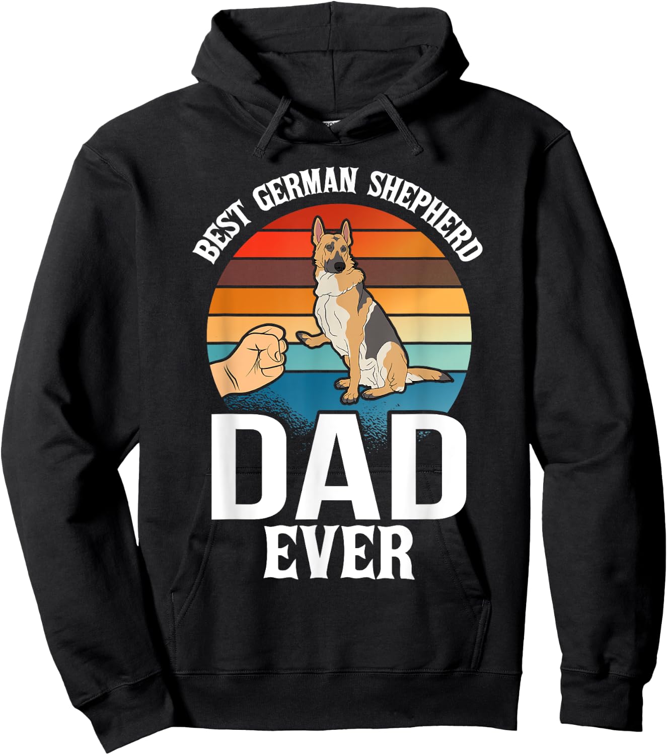 Best Dog Dad Ever German Shepherd Retro Vintage Hoodie - Hoodie | Black
