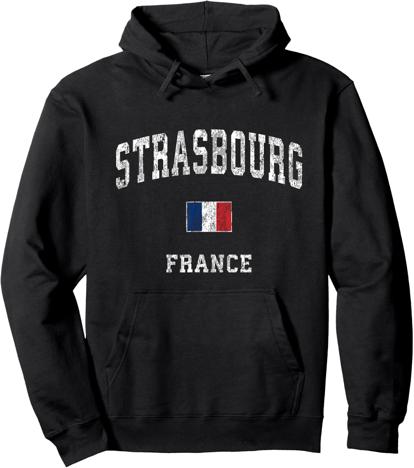 Strasbourg France Vintage Athletic Sports Design Hoodie - Hoodie | Black