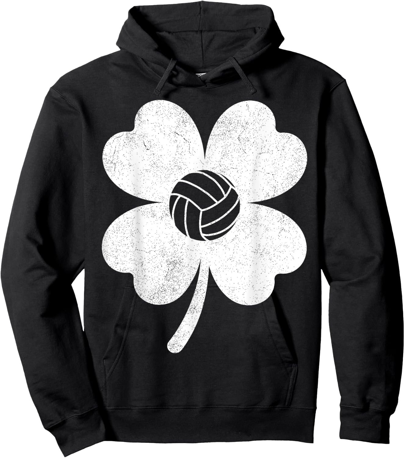 Volleyball St Patrick Day Clover Shamrock Boys Girls Player Hoodie - Hoodie | Black