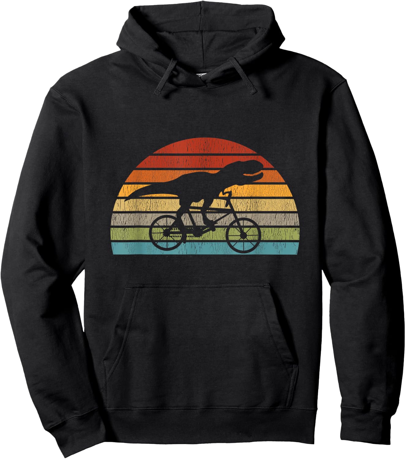 T Rex Dinosaur on a Bicycle bike cycling retro funny biking Hoodie - Hoodie | Black
