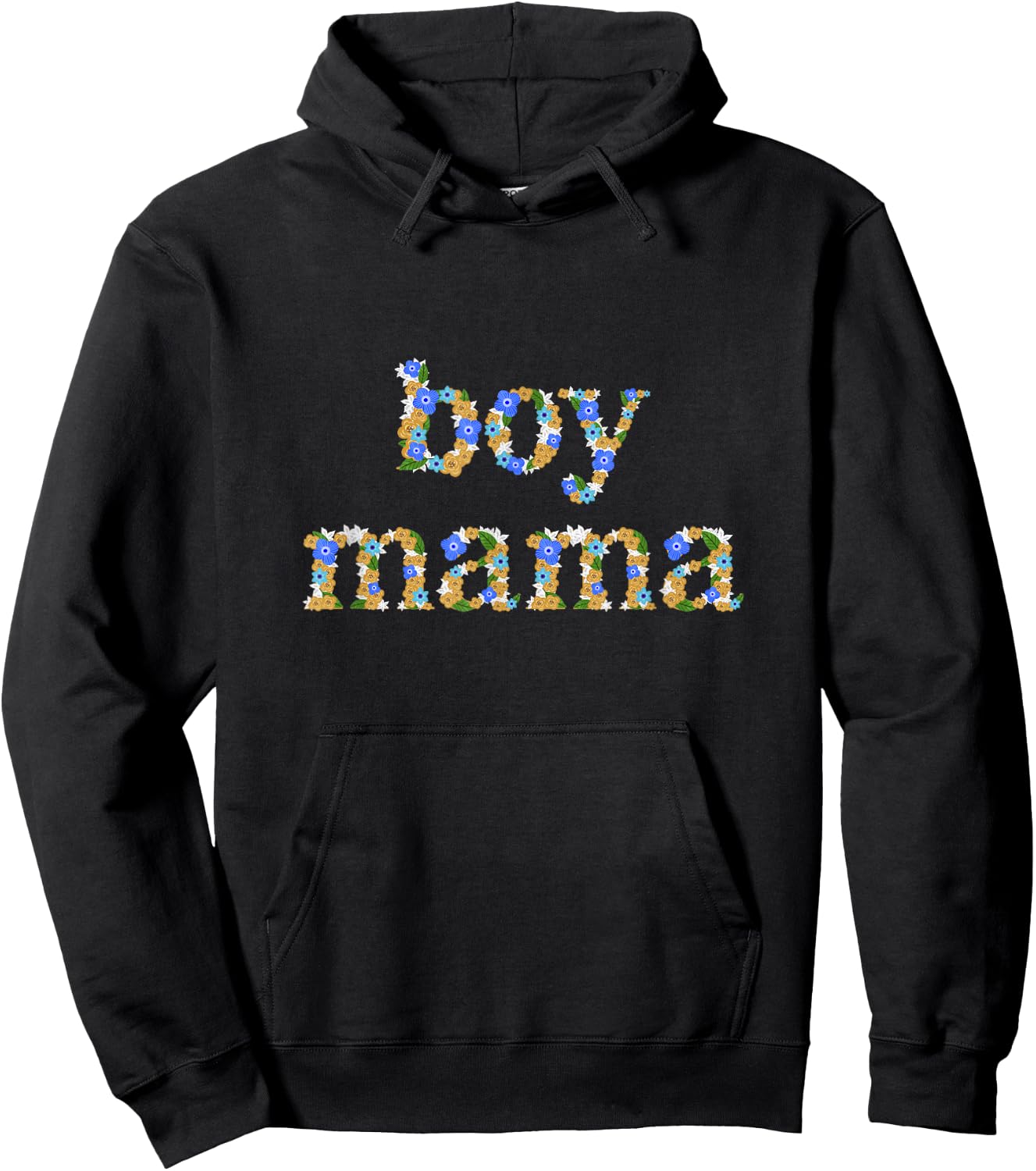 Floral Boy Mama Boy Mom Funny Mother's Day Hoodie - Hoodie | Black