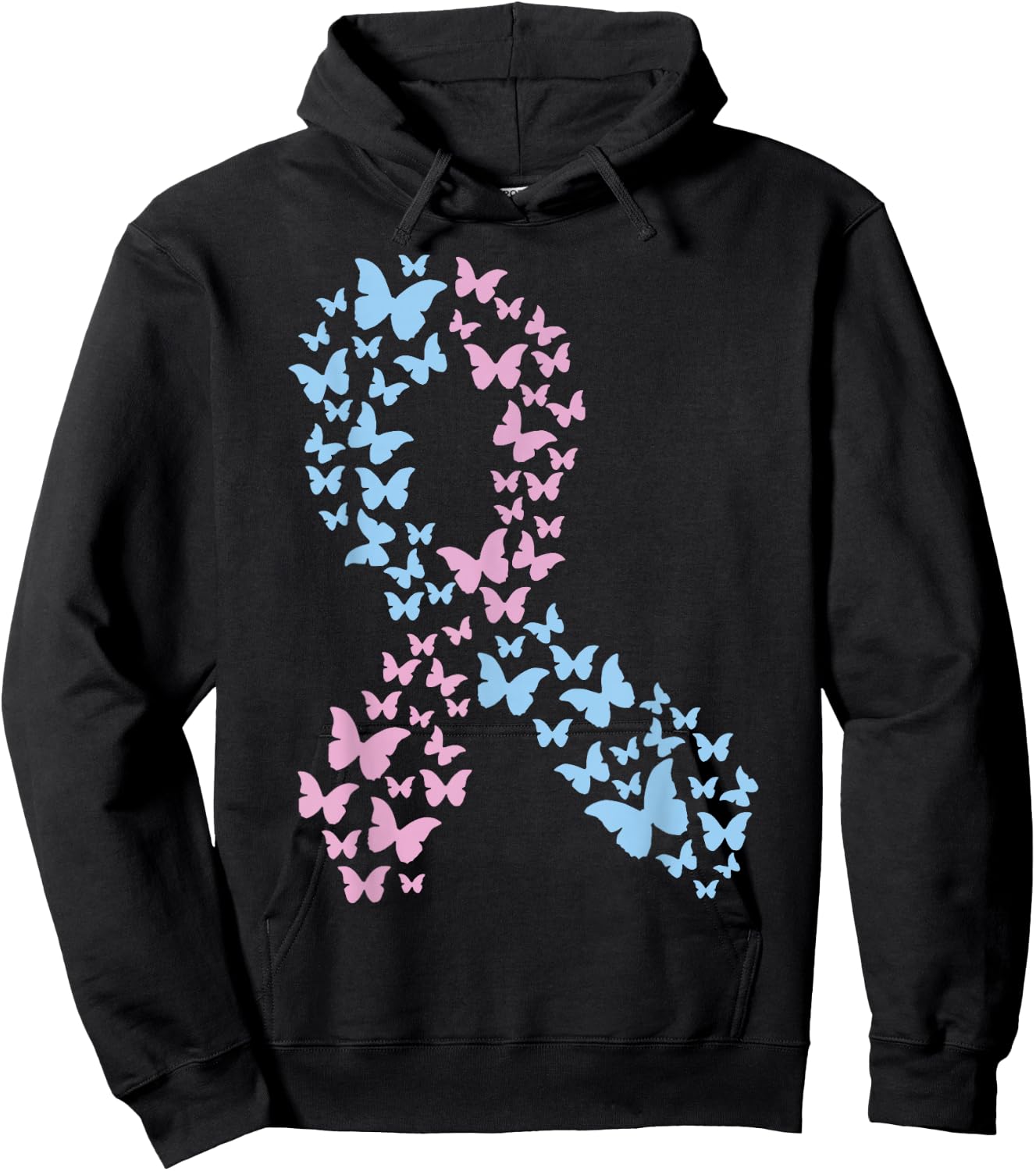 Butterfly Ribbon Pregnancy and Infant Loss Awareness Month Hoodie - Hoodie | Black