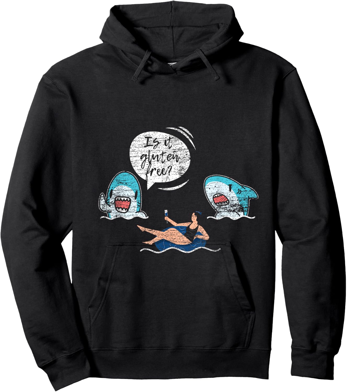 Funny Sharks Gluten Free Hoodie - Hoodie | Black