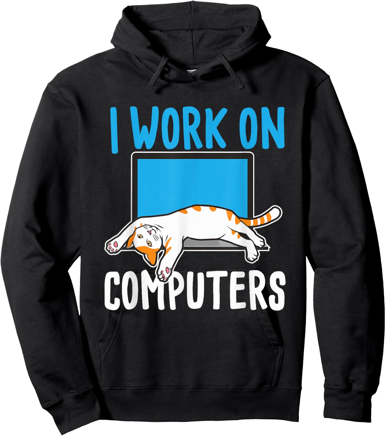I Work On Computers - Funny Cat Lover Kitten Kitty Small Hoodie - Hoodie | Black