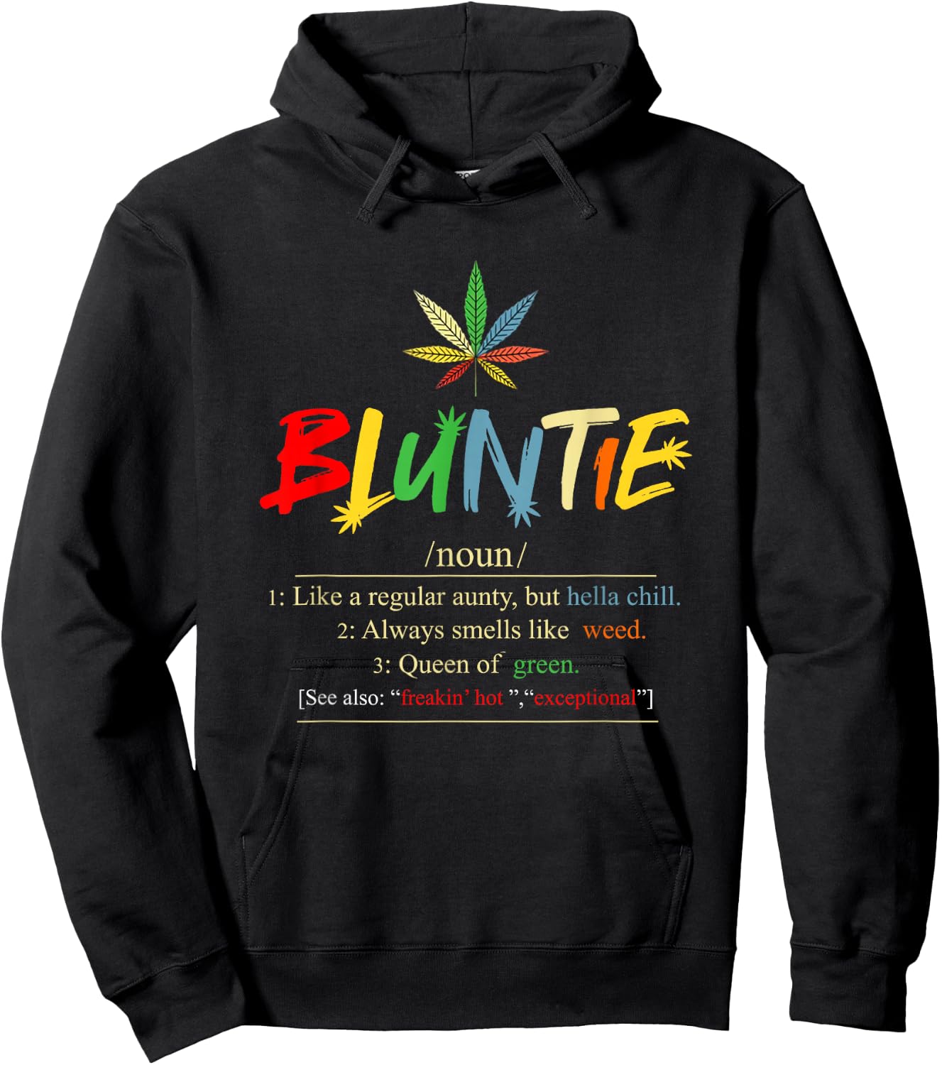 Funny Retro Vintage aunt wear Bluntie Funny Aunt Weed Hoodie - Hoodie | Black
