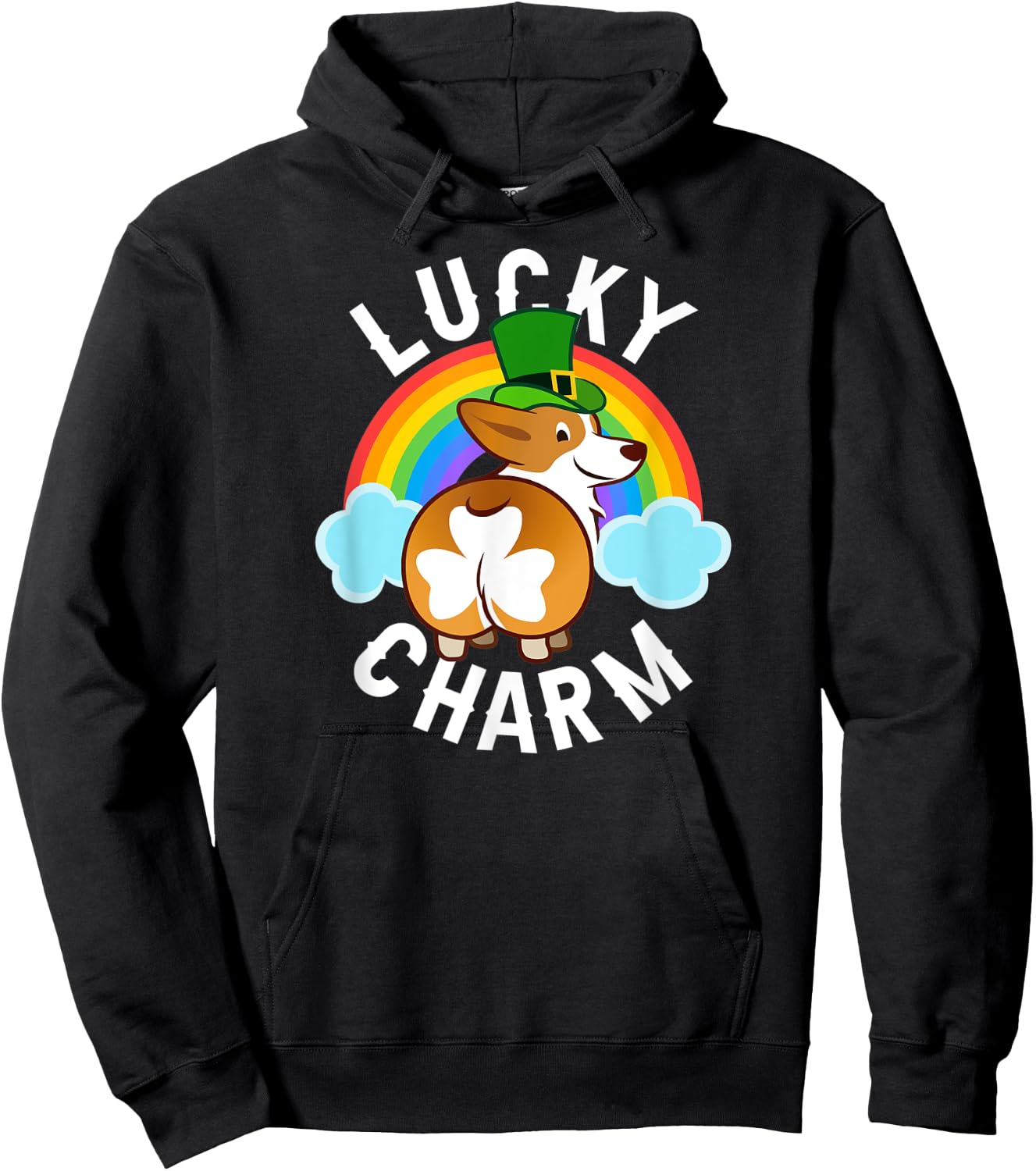 Corgi Leprechaun - Lucky Charm - St. Patricks Day Hoodie - Hoodie | Black