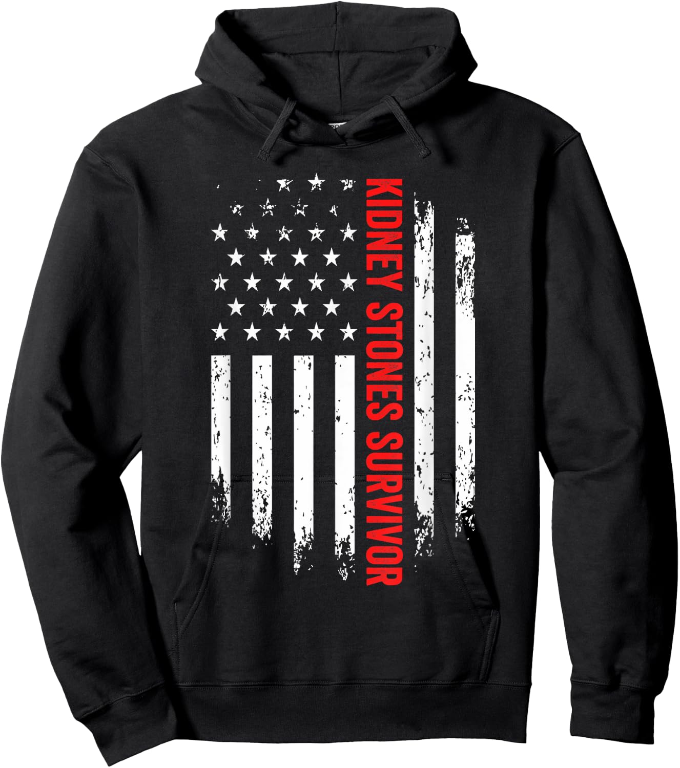 Kidney Stones Survivor American Flag Recovery Get Well Gift Hoodie - Hoodie | Black