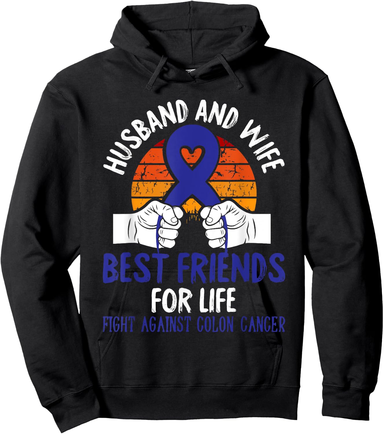 Husband And Wife Colon Cancer Awareness Fight Retro Gifts Hoodie - Hoodie | Black