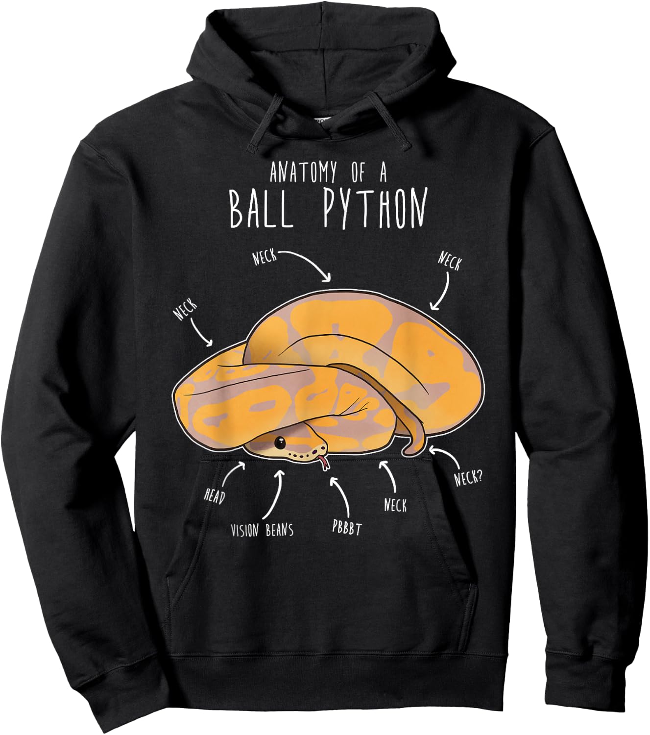 Anatomy of a Banana Ball Python, Funny Reptile Snake Lover Hoodie - Hoodie | Black