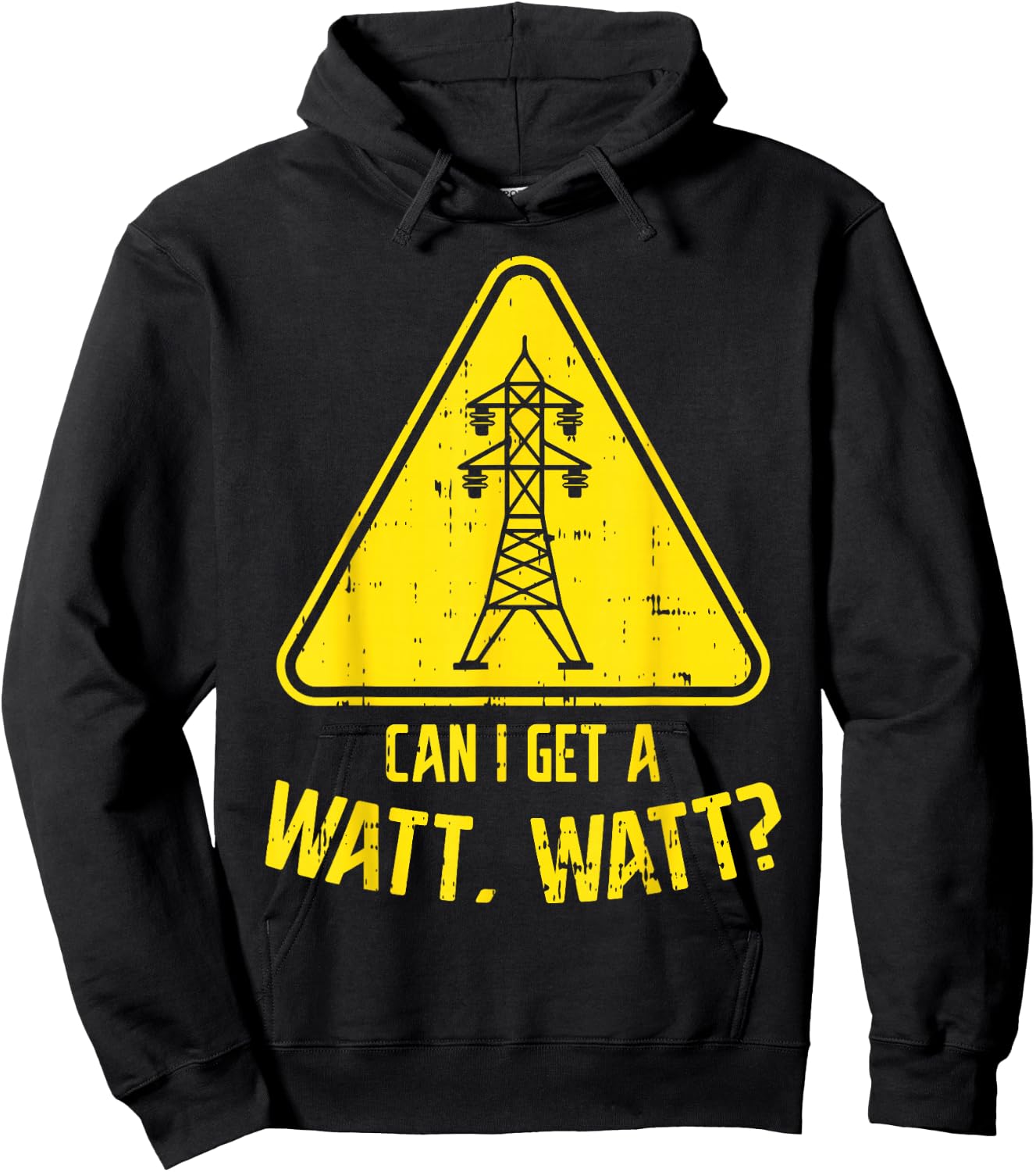 Can I Get A Watt Funny Electric Tower Pun Electrician Gift Hoodie - Hoodie | Black
