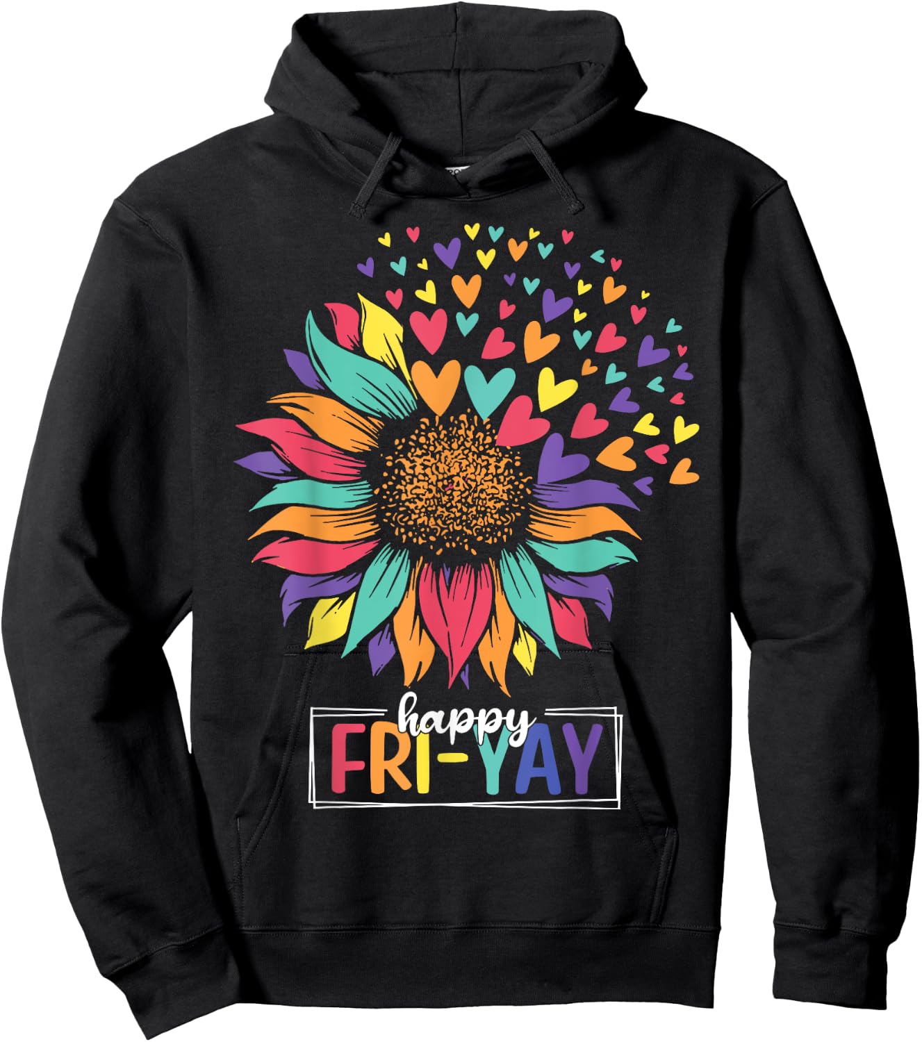 Sunflower Happy Fri-Yay Teacher Friday Hoodie - Hoodie | Black