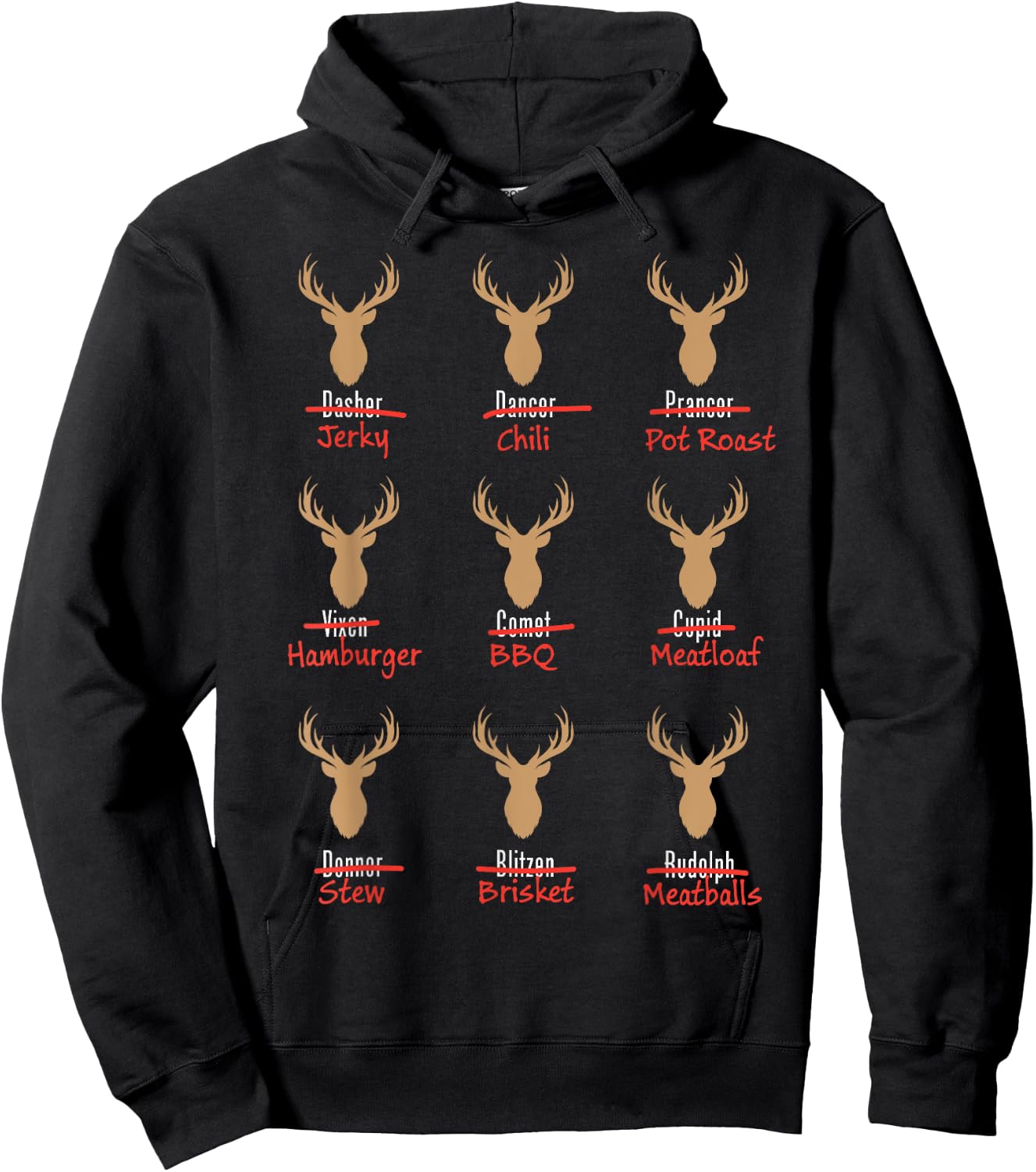 Funny Deer Hunter Santa's Reindeer Hunter For Christmas Hoodie - Hoodie | Black