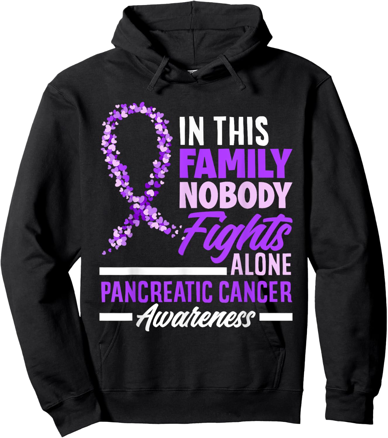 In This Family Nobody Fights Alone Support Pancreatic Cancer Hoodie - Hoodie | Black
