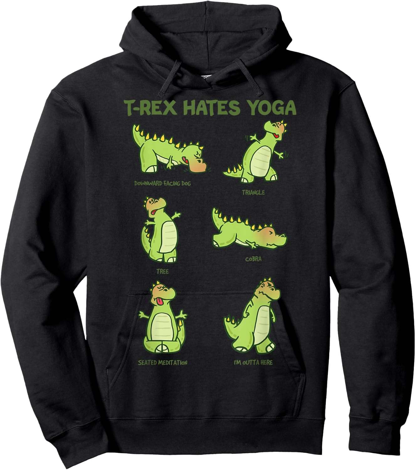 T-Rex Yoga Poses Dinosaur Mindfulness Meditation Dino Meme Hoodie - Hoodie | Black