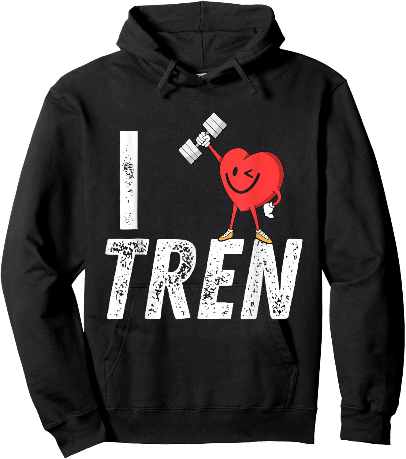 I Love Tren Gifts for Bodybuilders Men I Heart Tren Workout Hoodie - Hoodie | Black