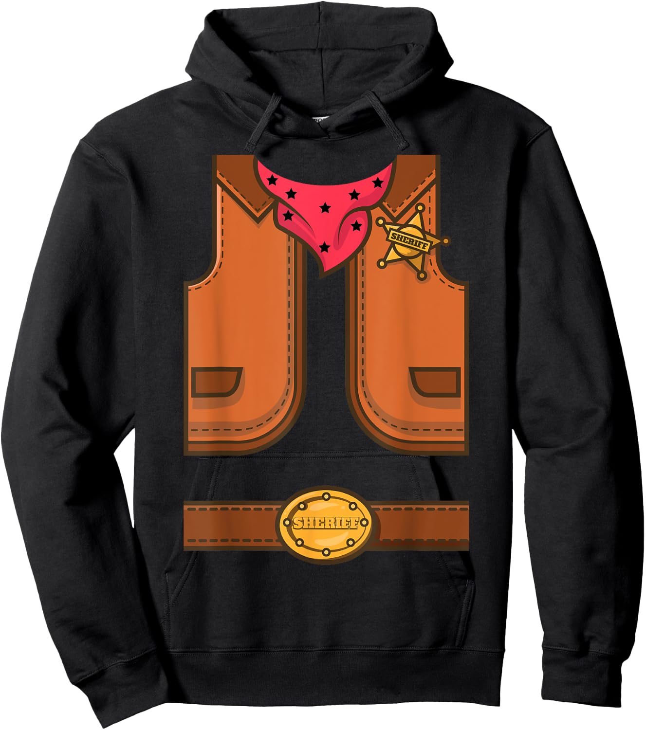 Funny Western Sheriff Halloween Cowboy Vest Simple Costume Hoodie - Hoodie | Black