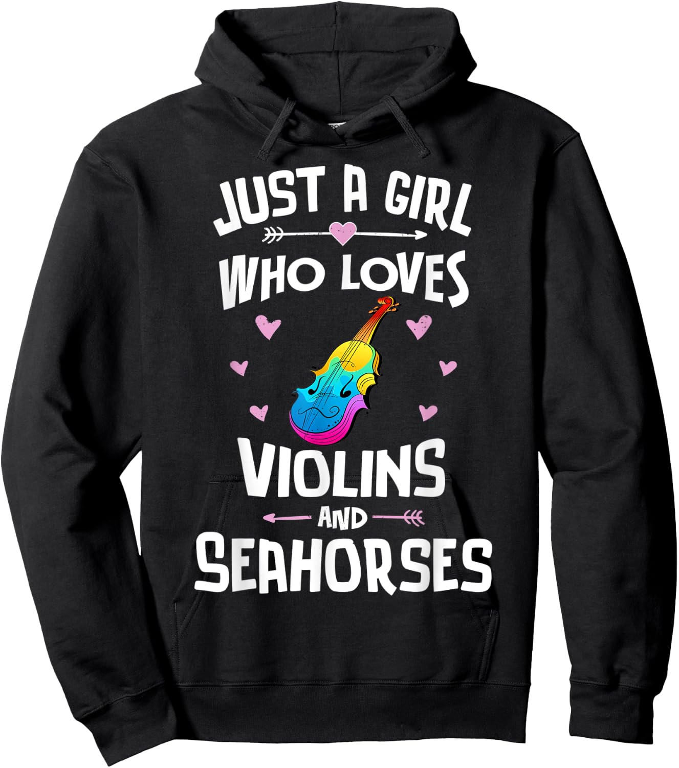 Violins And Seahorses Gifts for Girls Women Hoodie - Hoodie | Black