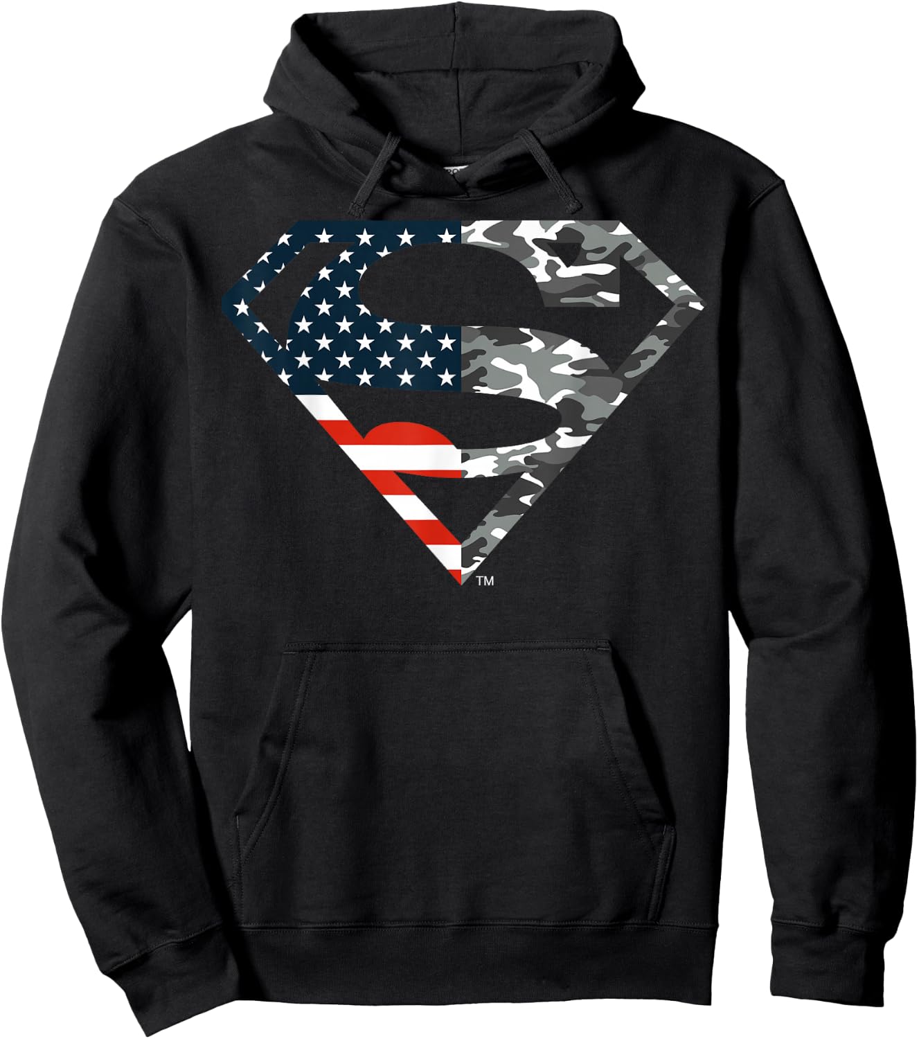 DC Comics Superman American Flag Camo Logo Small Hoodie - Hoodie | Black