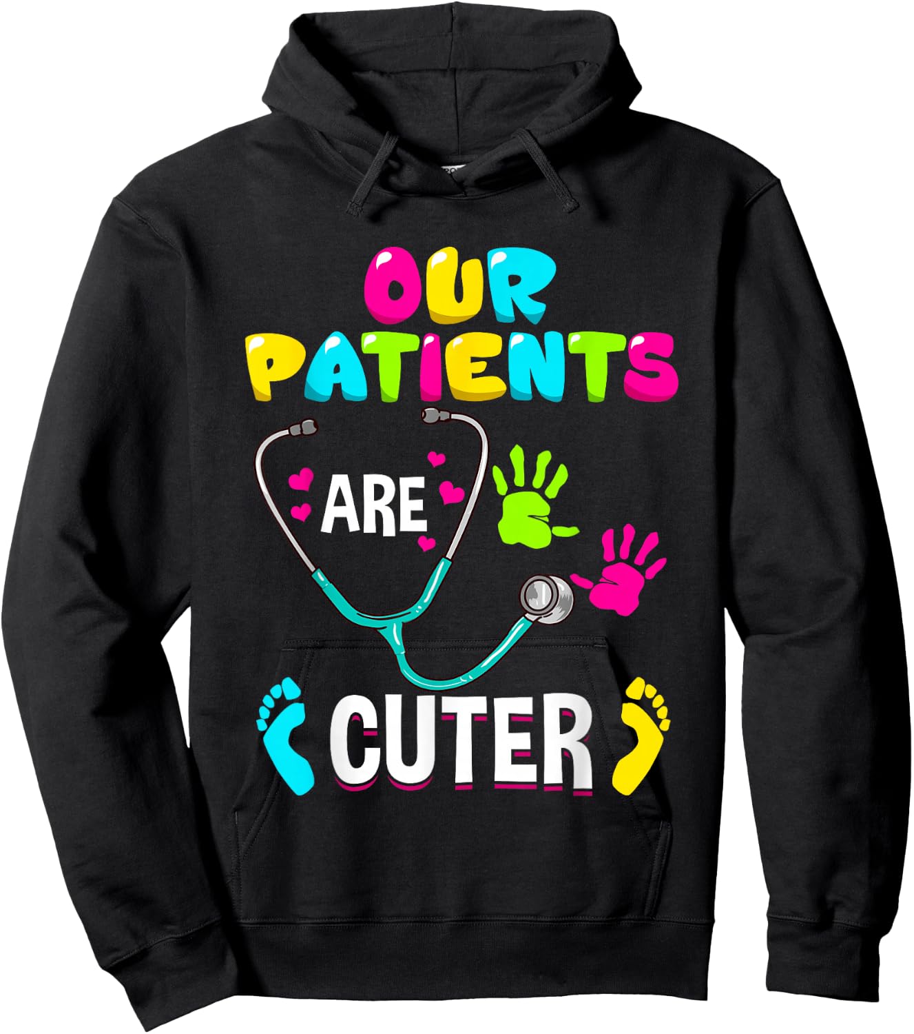 Funny Pediatric Nurse Hospital Staff Nursing Gift Hoodie - Hoodie | Black