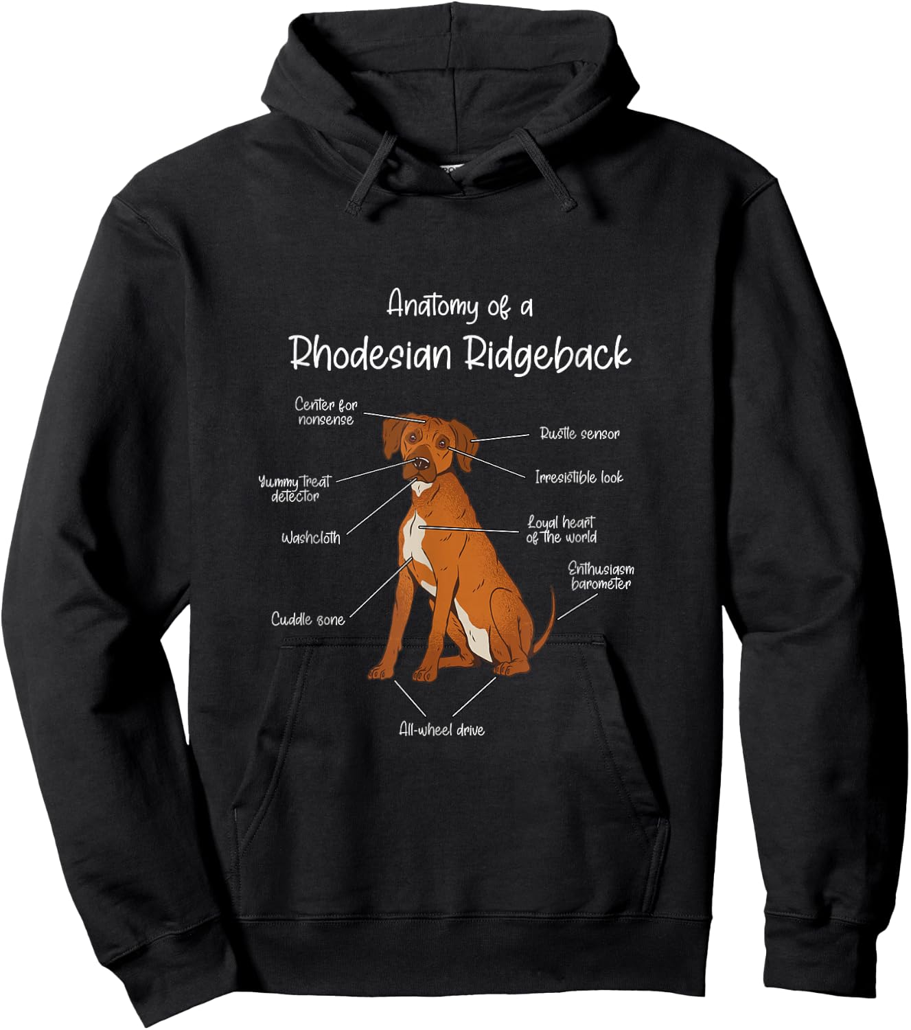 Anatomy of a Rhodesian Ridgeback | Dog Rhodesian Ridgeback Hoodie - Hoodie | Black