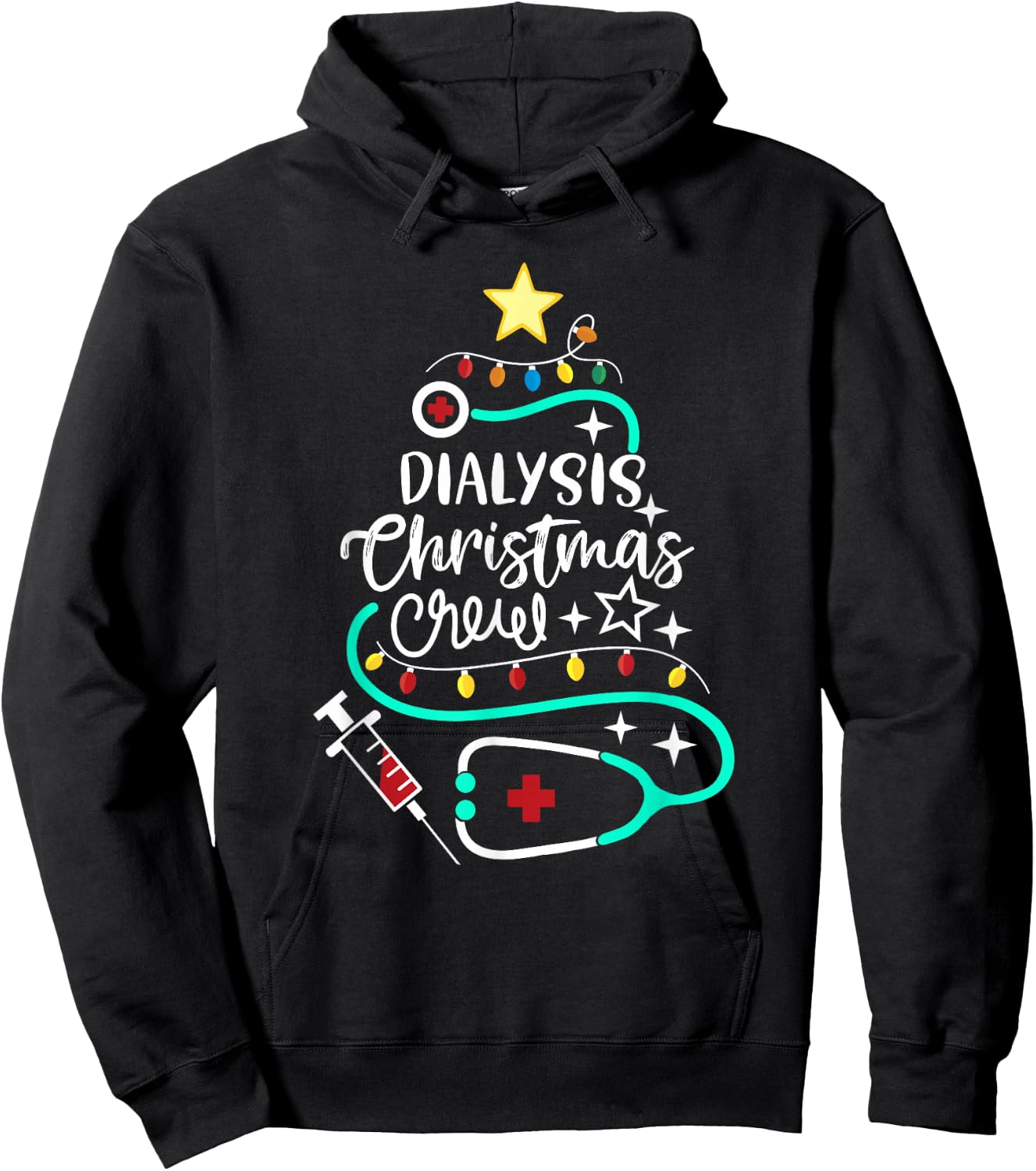 Dialysis Christmas Crew Dialysis Nurse Nephrology Technician Hoodie - Hoodie | Black