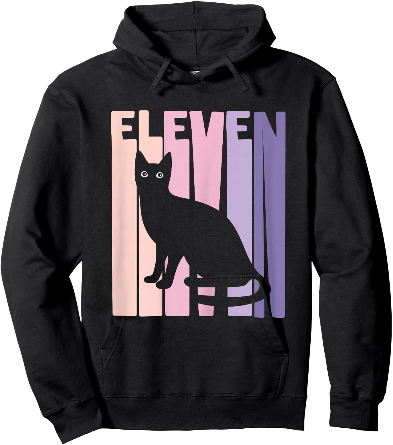 11th Birthday Gift Cute Cat Fan 11 Years old for Girls Hoodie - Hoodie | Black