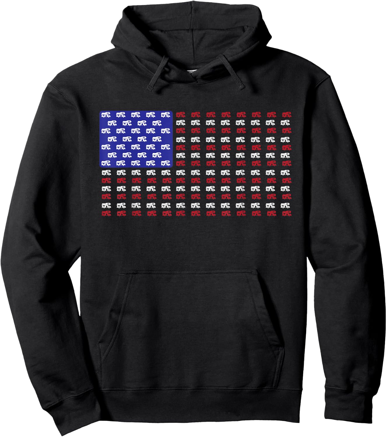 Vintage RV American Flag | USA Motorhome Owner Gift Hoodie - Hoodie | Black