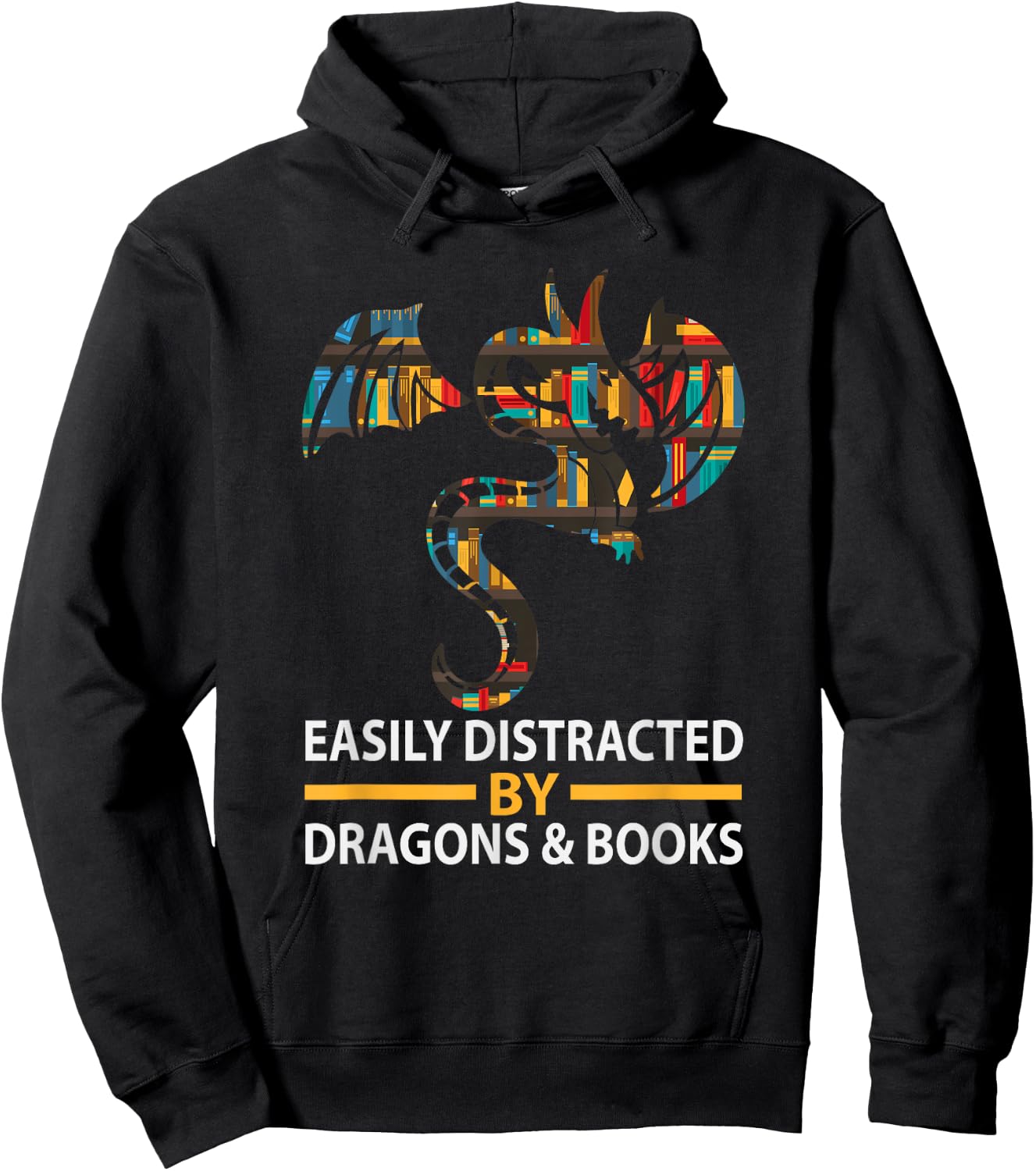 Easily Distracted By Books And Dragon Hoodie - Hoodie | Black