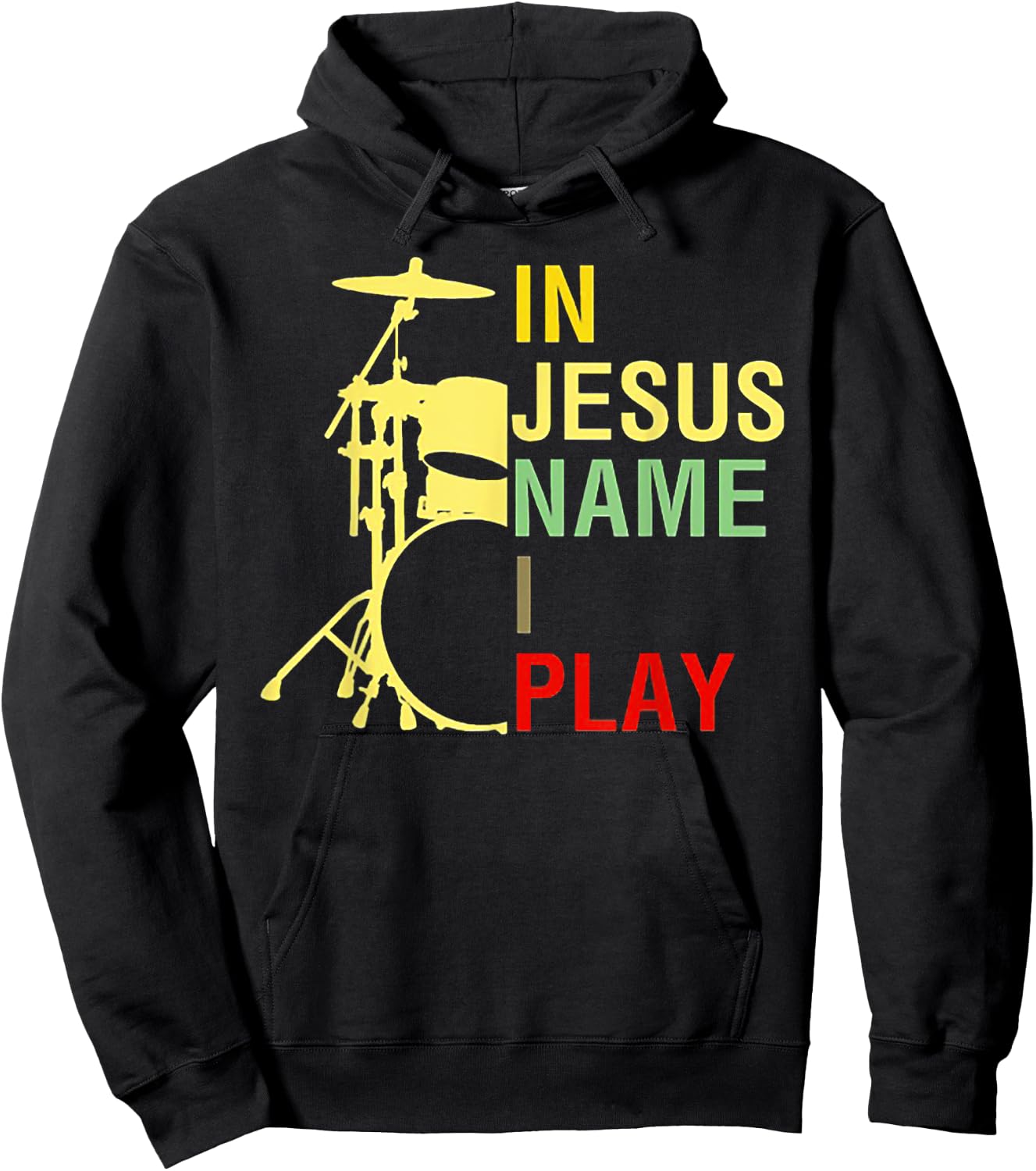In Jesus Name I Play Vintage Drum Hoodie - Hoodie | Black
