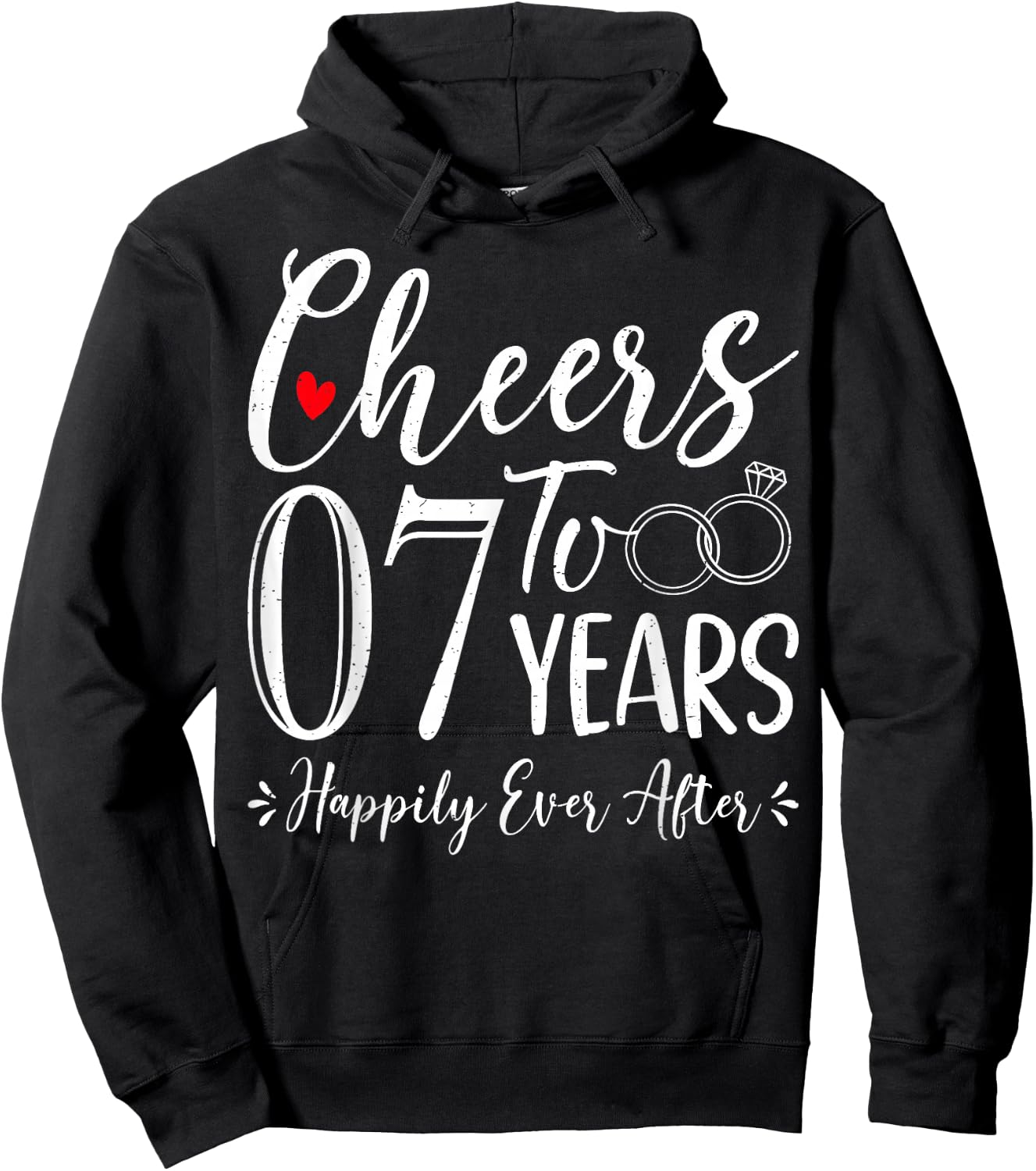 Cheers To 7 Years Happily - Husband Wife 7th Anniversary Hoodie - Hoodie | Black